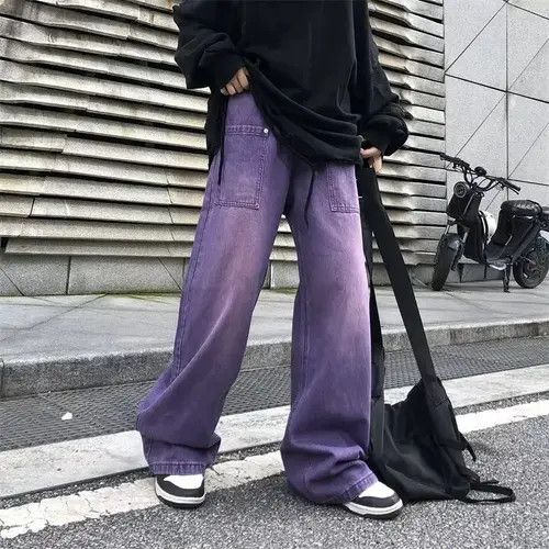 Japanese Brand × Vintage Straight Baggy Purple Jeans Size US 35 - 1 Thumbnail