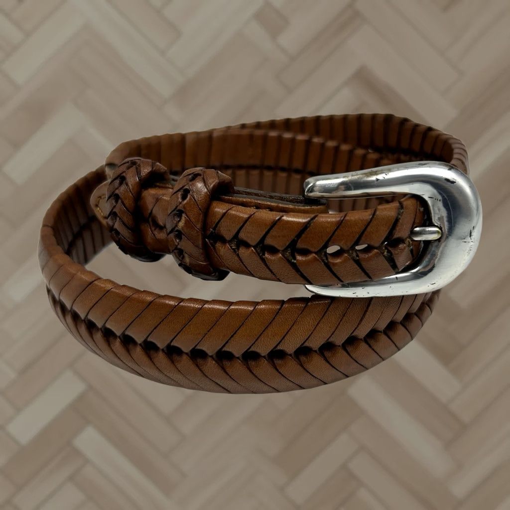 Vintage VINTAGE Belt Braided Leather Womens 28 Brown Western Old Money Size ONE SIZE - 1 Thumbnail