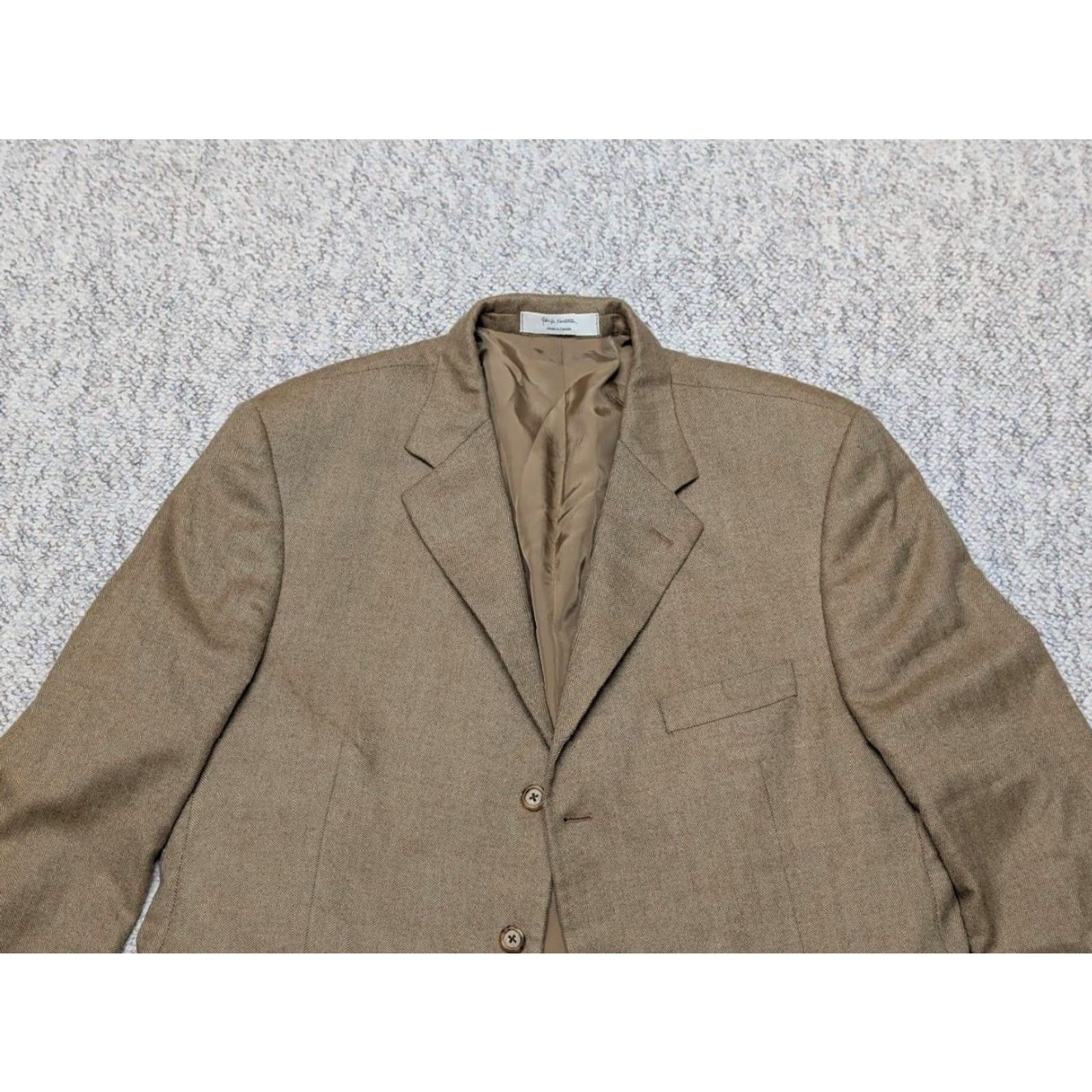Nordstrom NORDSTROM blazer LORO PIANA cashmere herringbone tan brown jacket 46R Size 46R - 5 Thumbnail