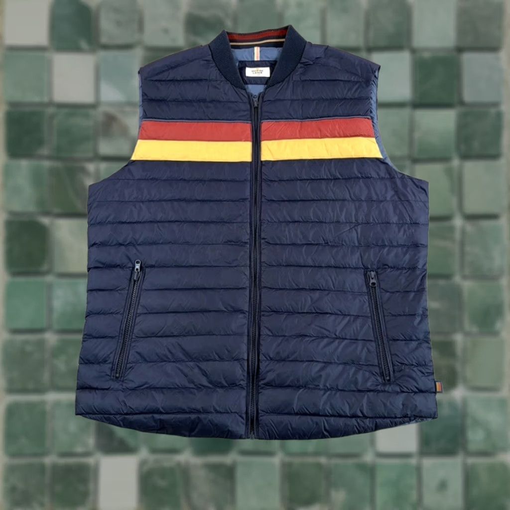 Marine Layer Marine Layer Taos Down Fill Puffer Vest in Blue Striped Men XL Full Zip Pockets Size US XL / EU 56 / 4 - 1 Thumbnail