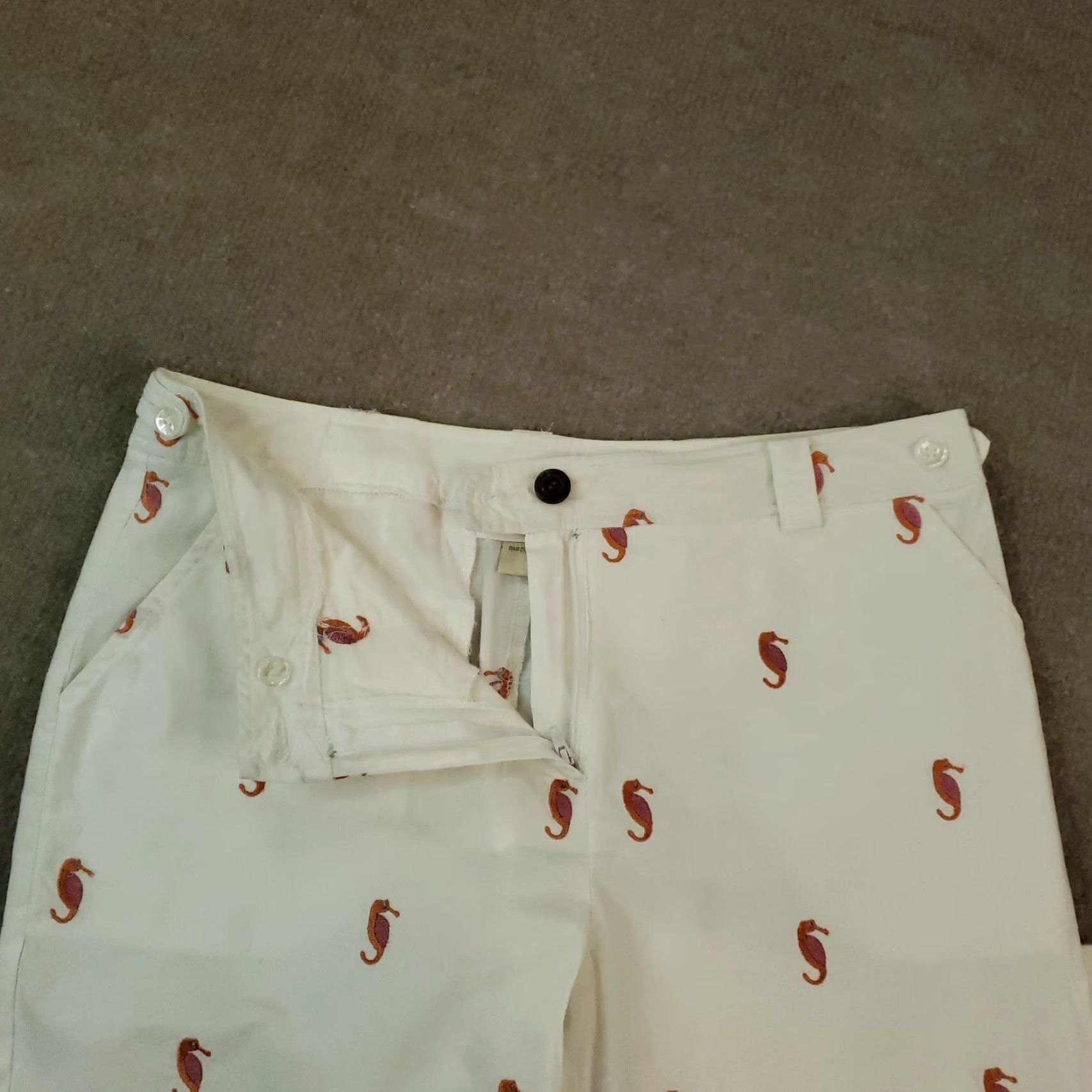 Vintage Lulu-B Womens Capri Pants White Extra Large XL Seahorse Size 30" / US 8 / IT 44 - 6 Thumbnail