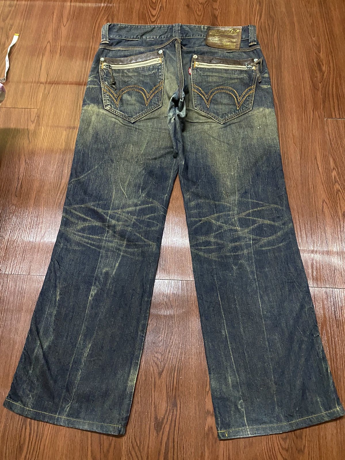 Edwin Vintage Edwin 503 Blue Trip Mud Wash Baggy Style Denim Size US 35 - 2 Thumbnail