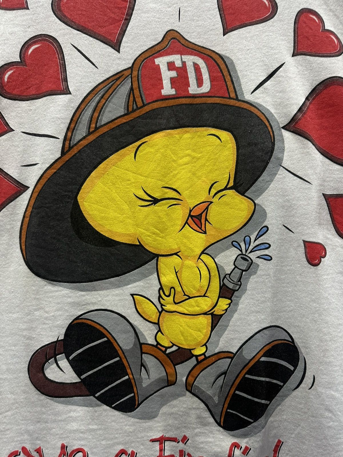 Cartoon Network Vintage 90s Tweety Love A Firefighter Backhit Cartoon Tee Size US L / EU 52-54 / 3 - 3 Thumbnail