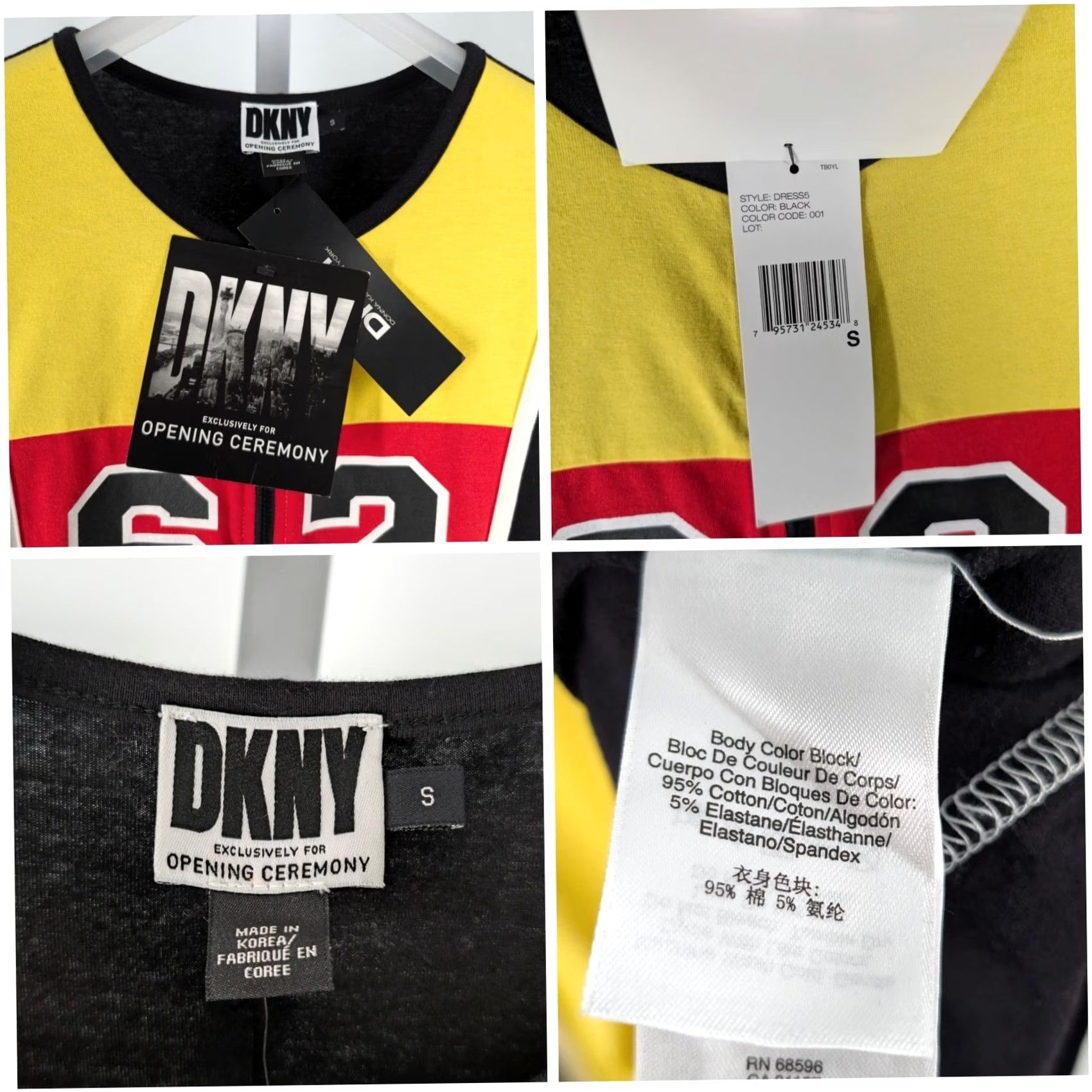 DKNY DKNY x Opening Ceremony 2013 Archive Colorblock Dress NWT S Black Yellow Dress Length 46" Midi Maxi Womens Size S / US 4 / IT 40 - 2 Thumbnail