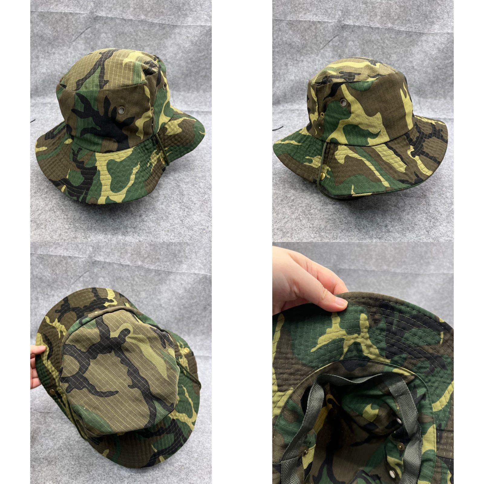 Vintage Camouflage Bucket Hat Adult One Size Green 100% Polyester Camp Fish Outdoors Size ONE SIZE - 8 Thumbnail