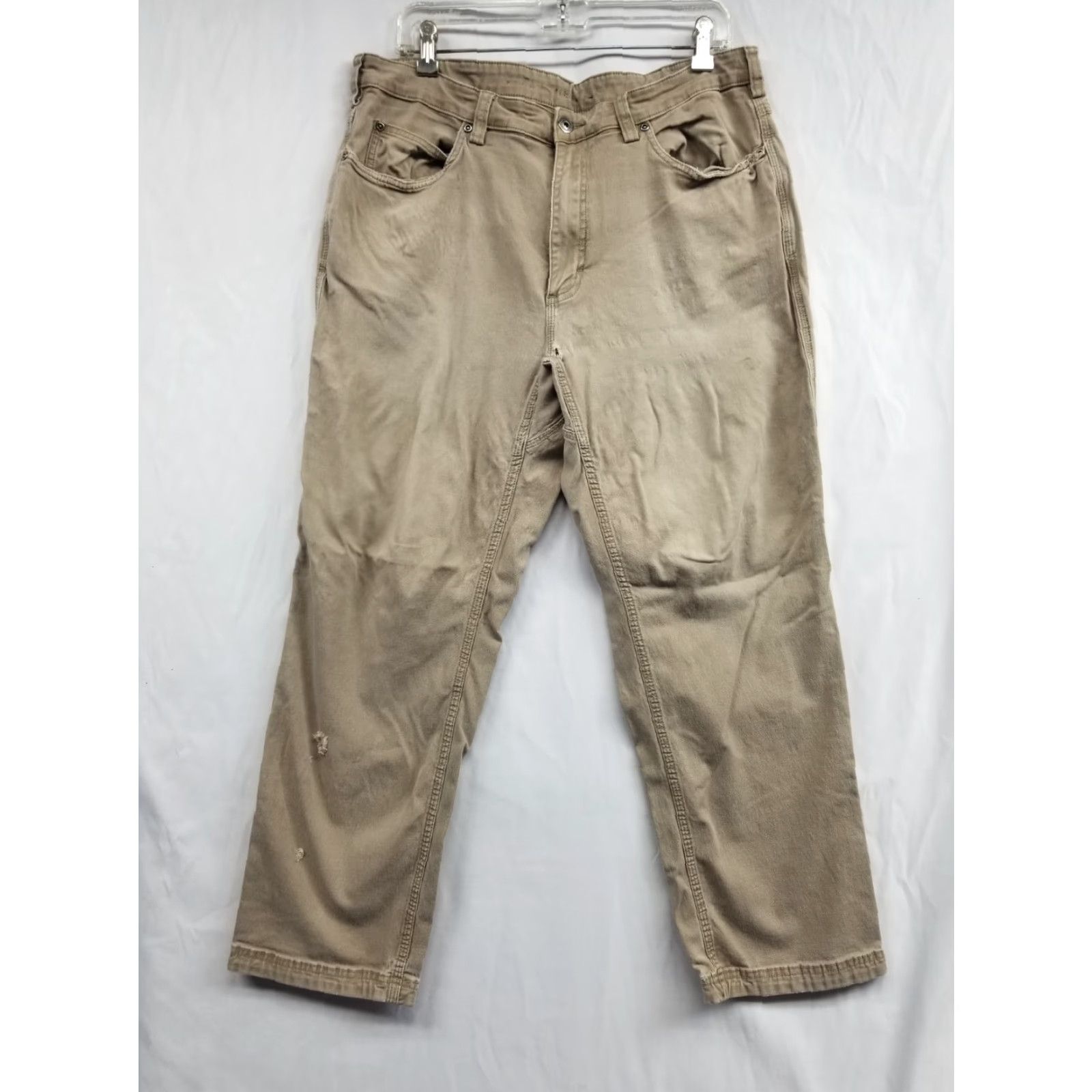 Vintage Duluth Trading Work Pants Men 36 x 30 Khaki Beige Canvas Distressed See Pics Pants Flex Fire Hose Straight Relaxed Carpent er Size US 36 / EU 52 - 2 Thumbnail