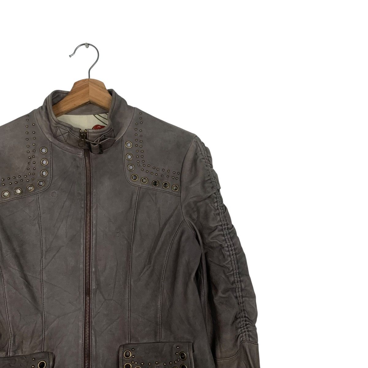 Japanese Brand Stylish Fashion Women’s Leather Jacket #1800-C16 Size S / US 4 / IT 40 - 4 Thumbnail