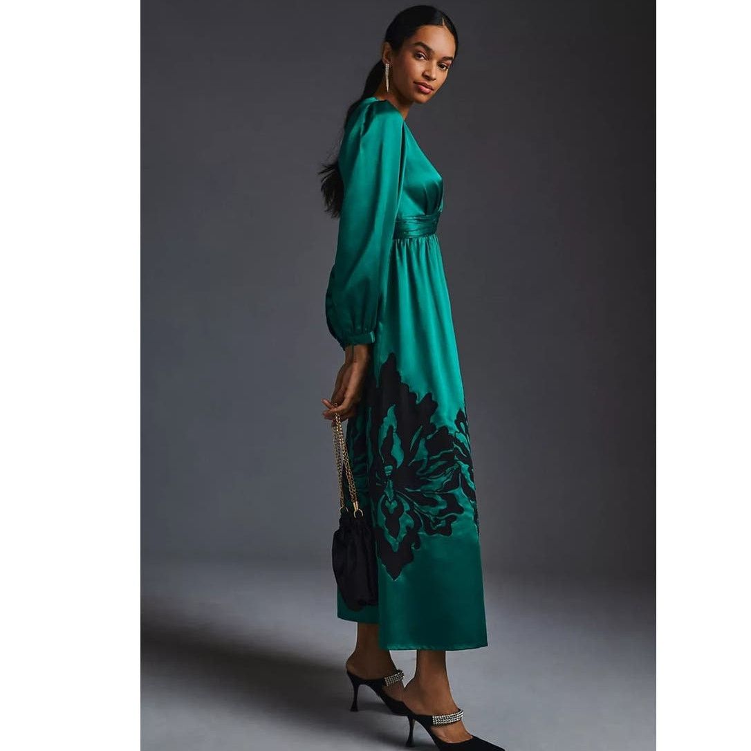 Anthropologie New Anthropologie Nikasha Embroidered Satin Dress $260 XXS Size XXS / US 00 / IT 34 - 6 Thumbnail