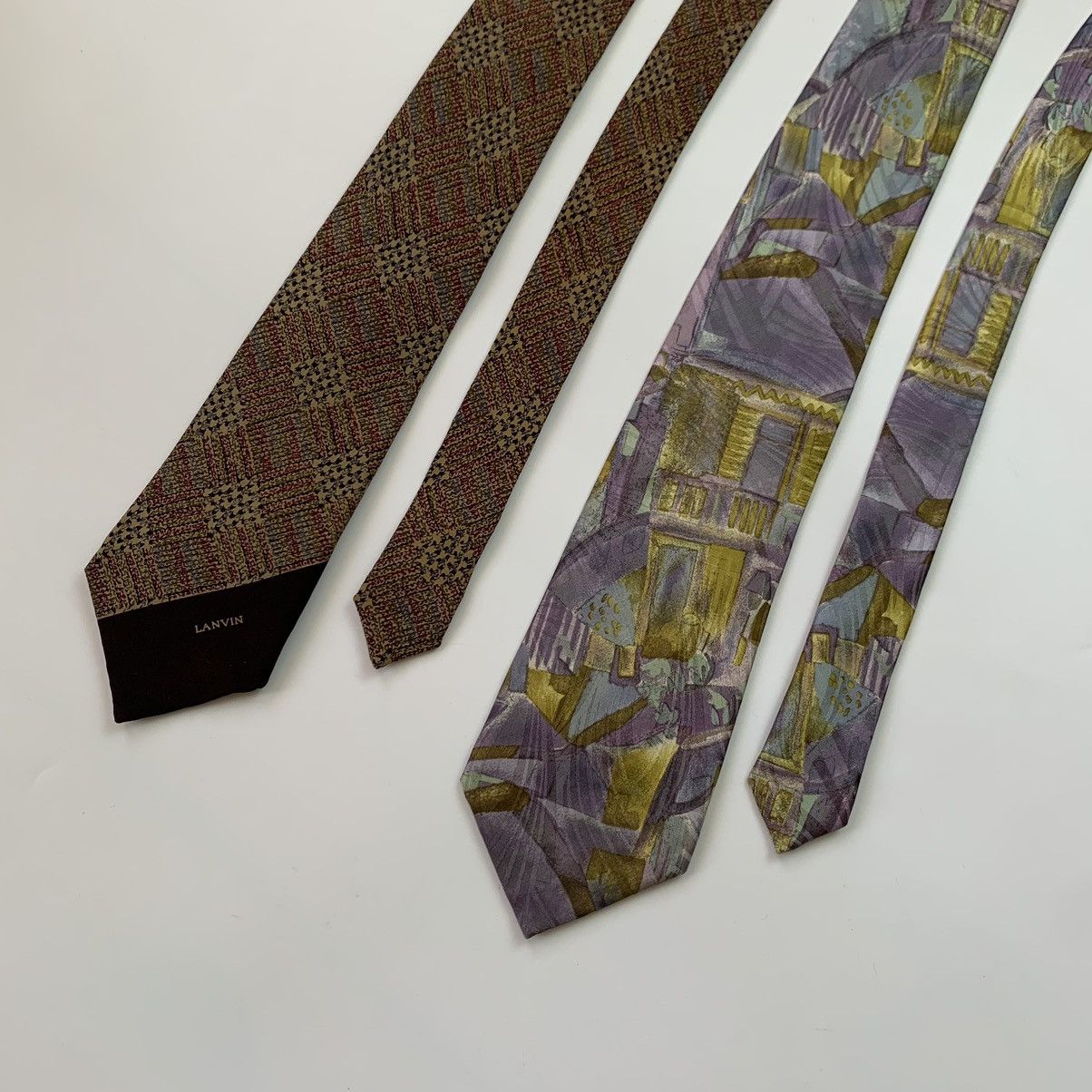 Vintage Two Lanvin Paris Silk Ties Vintage Luxury Made in France Size ONE SIZE - 1 Thumbnail