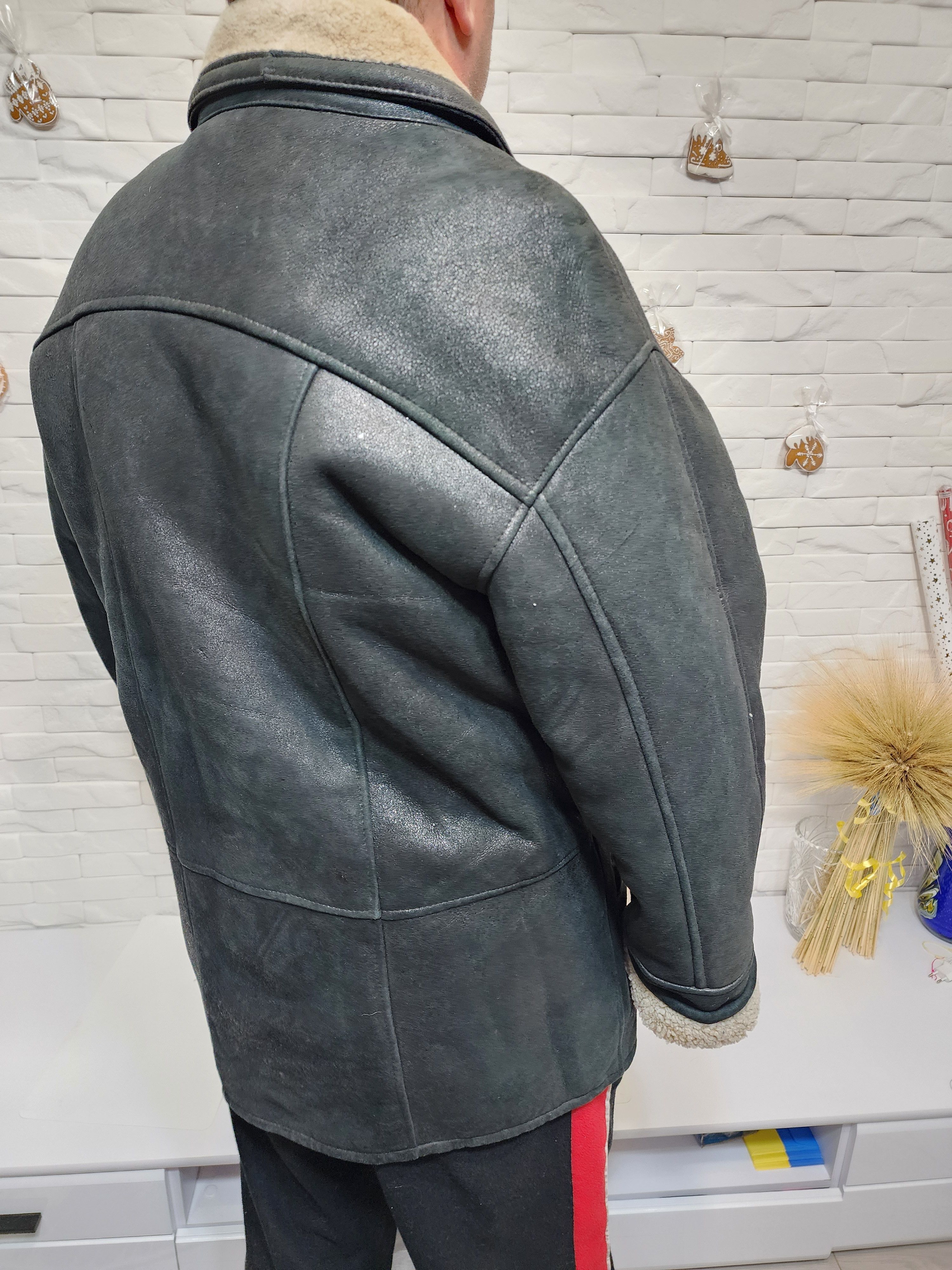 Furla Men's Black Sheepskin Coat: Genuine Fur, Button Closure Size US L / EU 52-54 / 3 - 6 Thumbnail