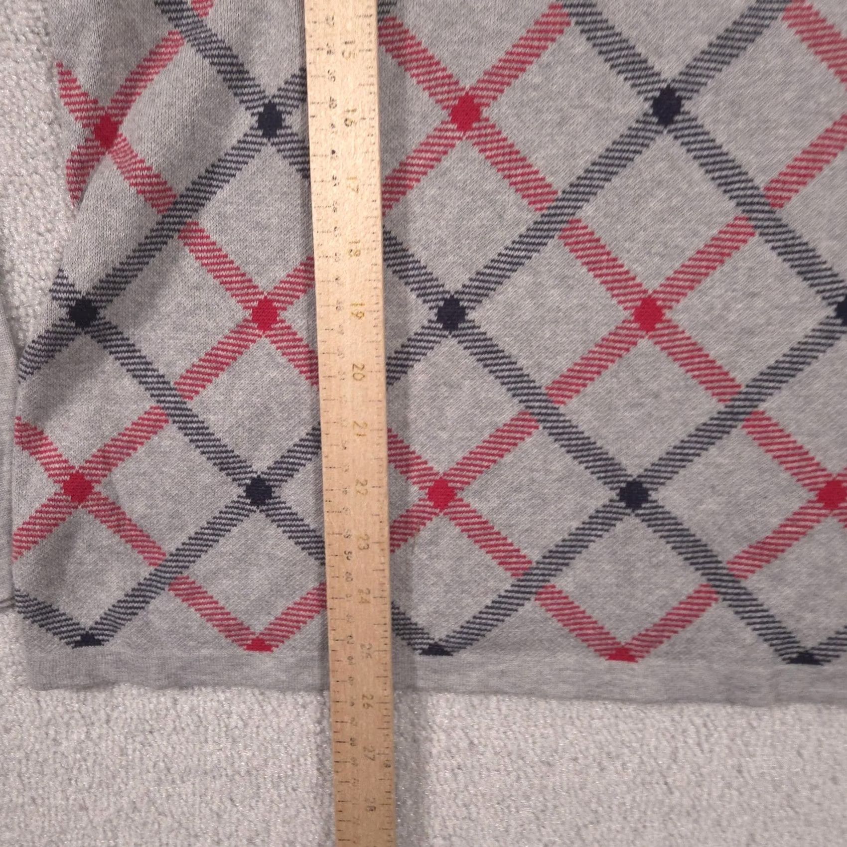Tommy Hilfiger Tommy Hilfiger Sweater Womens L Gray V-Neck Argyle Lightweight Knit Pullover Size L / US 10 / IT 46 - 6 Thumbnail