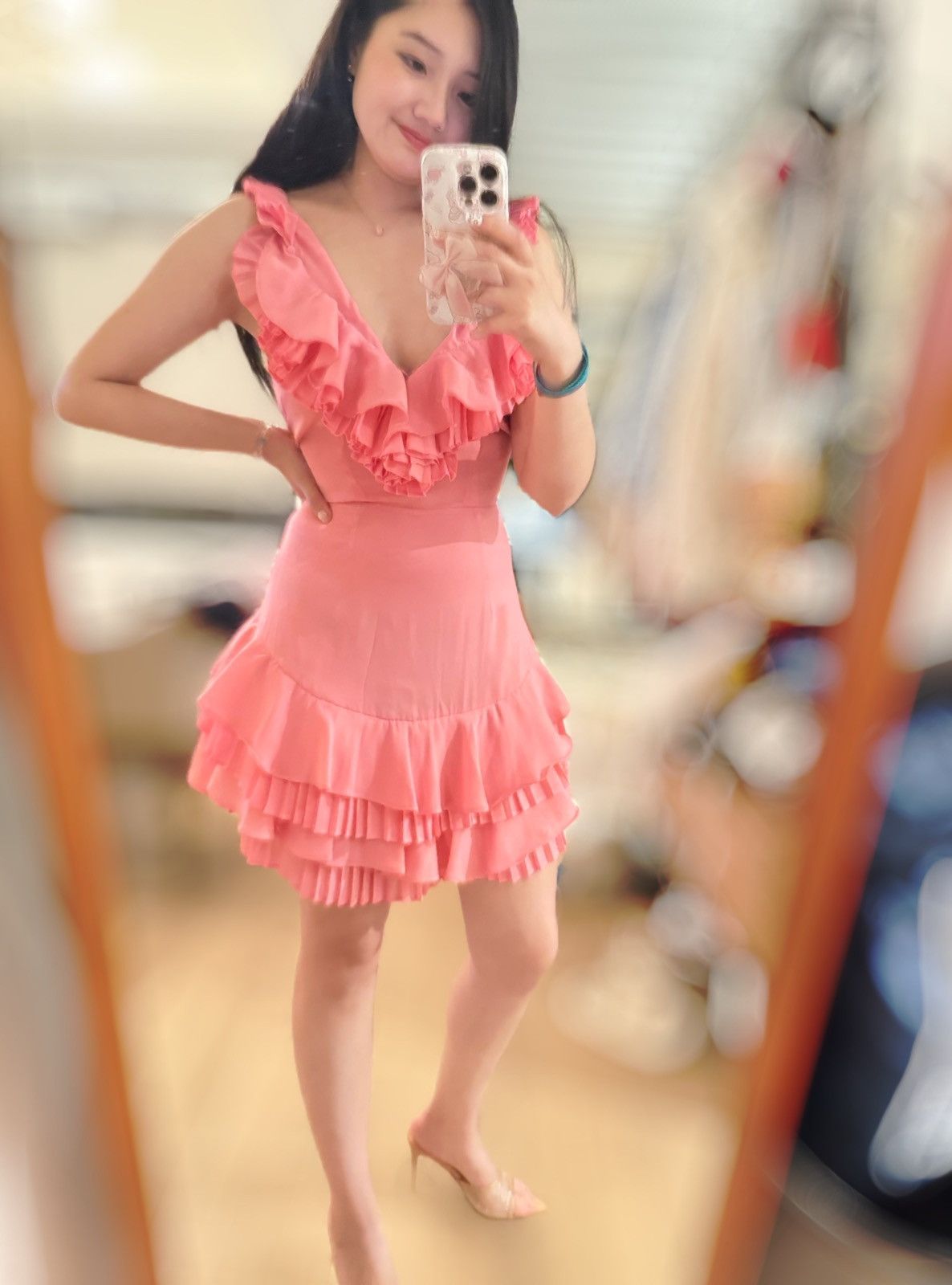Other CMEO Pink ruffle halter neck mini dress size S Size S / US 4 / IT 40 - 4 Thumbnail