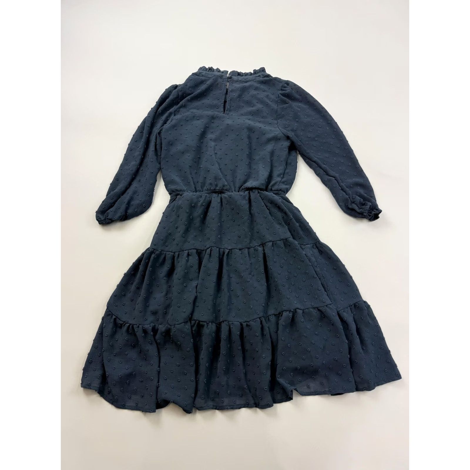 Vintage Monteau Dress Womens S Blue Long Sleeve Swiss Dot Ruffle Mini Los Angeles Size S / US 4 / IT 40 - 6 Thumbnail