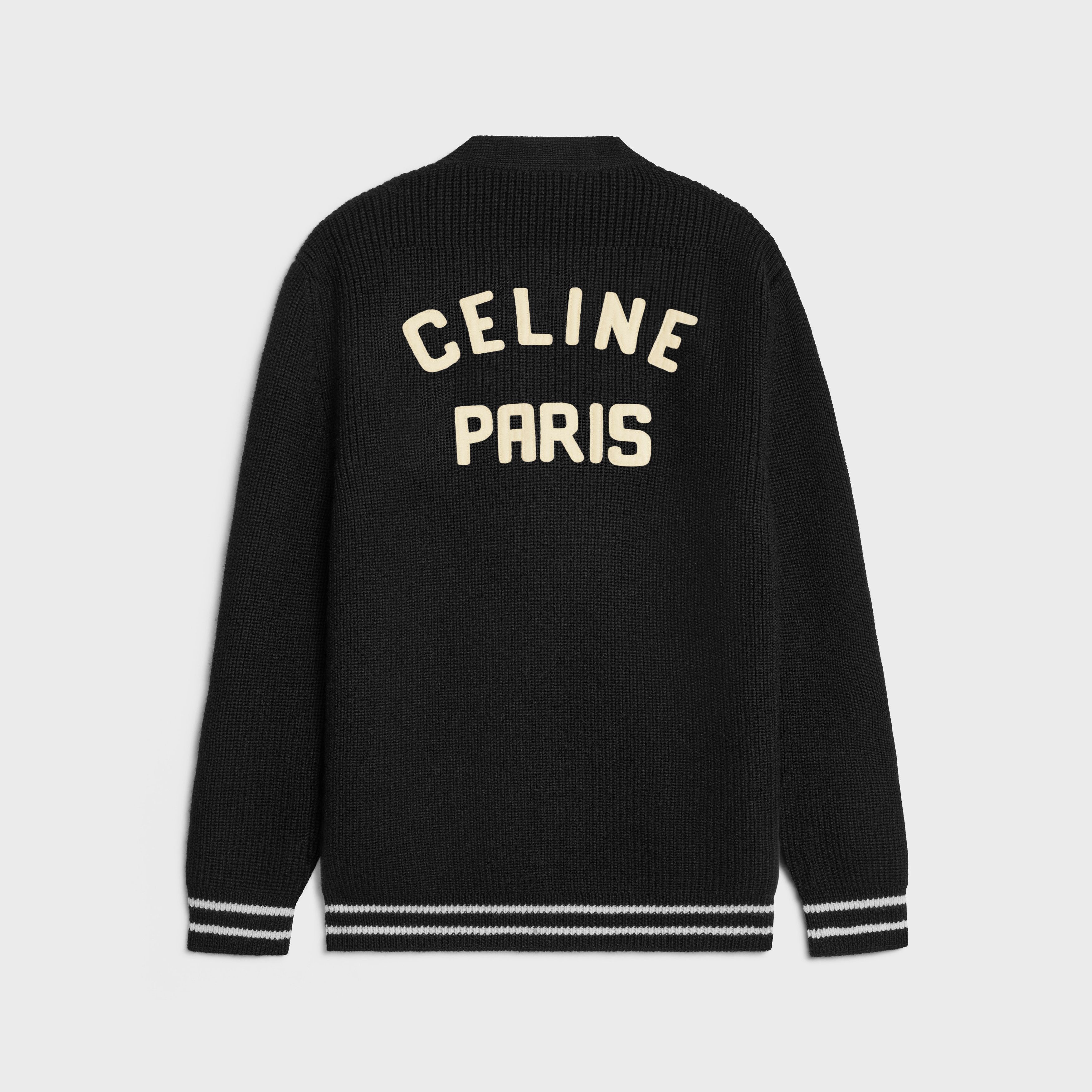 Celine o1bcso1str0925 2AD0P830I Long College Cardigan in Black/Ecru Size US M / EU 48-50 / 2 - 2 Thumbnail