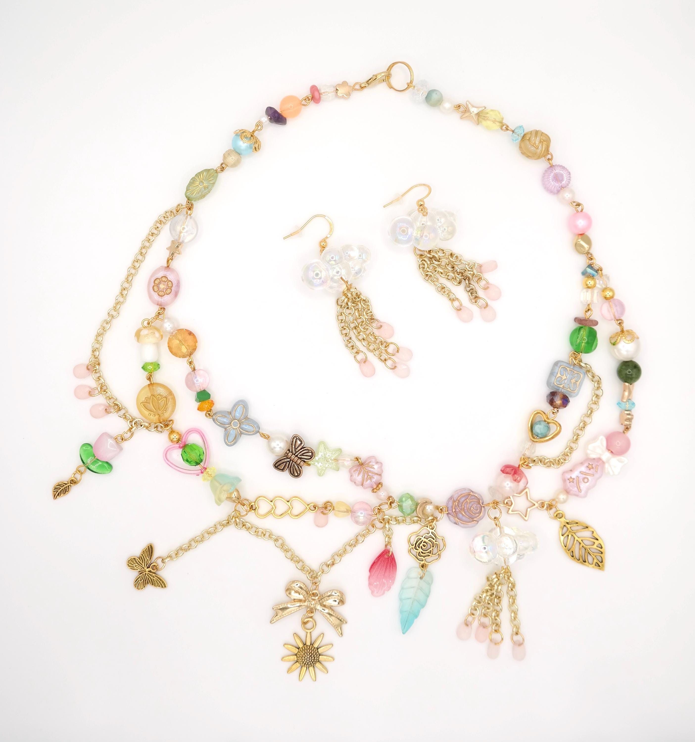 Handmade Gold April Showers Fairy Necklace & Earrings Set Size ONE SIZE - 3 Thumbnail