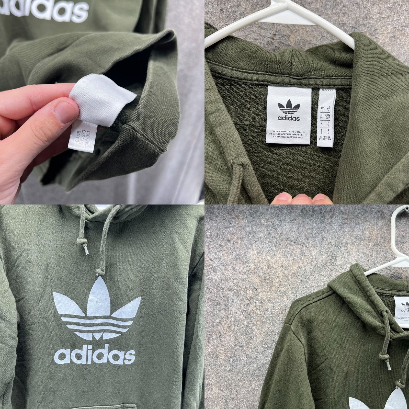 Adidas Adidas Hoodie Men Small Green Olive Fleece Pullover Originals Big Trefoil Jacket Size US S / EU 44-46 / 1 - 8 Thumbnail