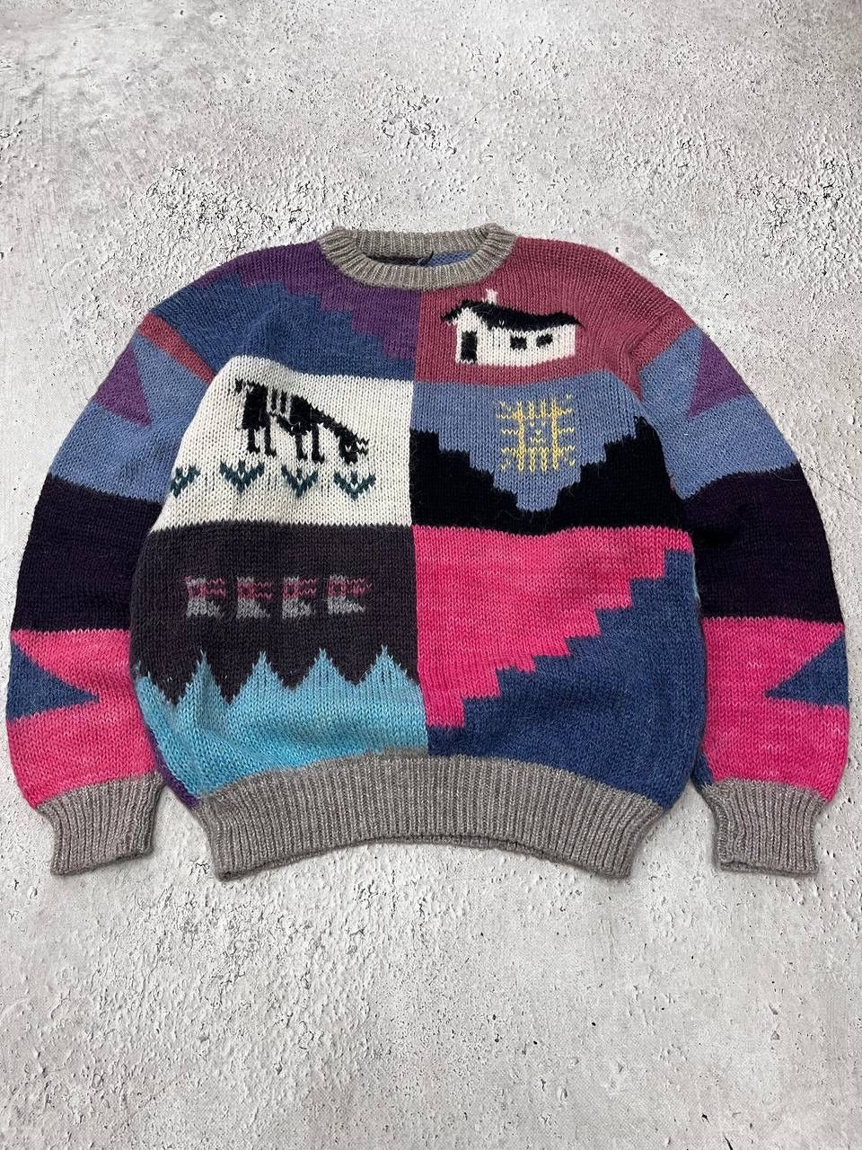 Vintage Japanese Modern Art AOP Knit Sweater VTG 80s Vaporwave Size US L / EU 52-54 / 3 - 1 Thumbnail