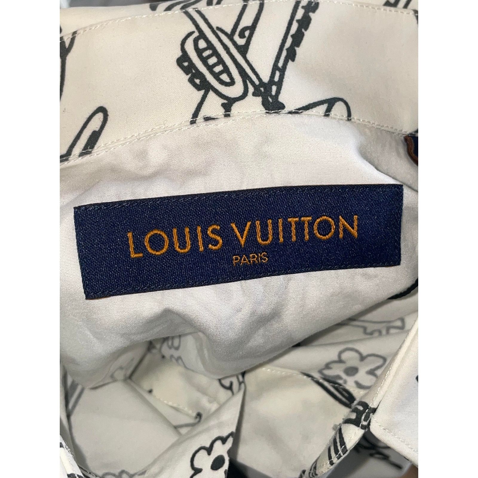 Louis Vuitton Louis Vuitton Multi Logo Print White & Black Button Up Shirt Size US XS / EU 42 / 0 - 5 Thumbnail