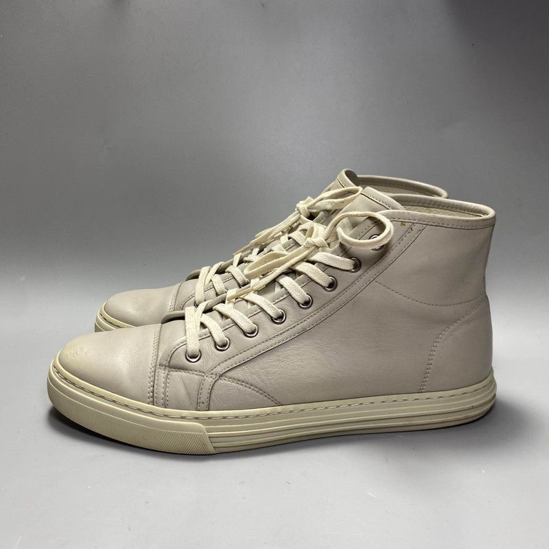 Gucci Gucci Stylish Gray Leather High-Top Sneakers 0079 Size US 9 / IT 39 - 1 Thumbnail
