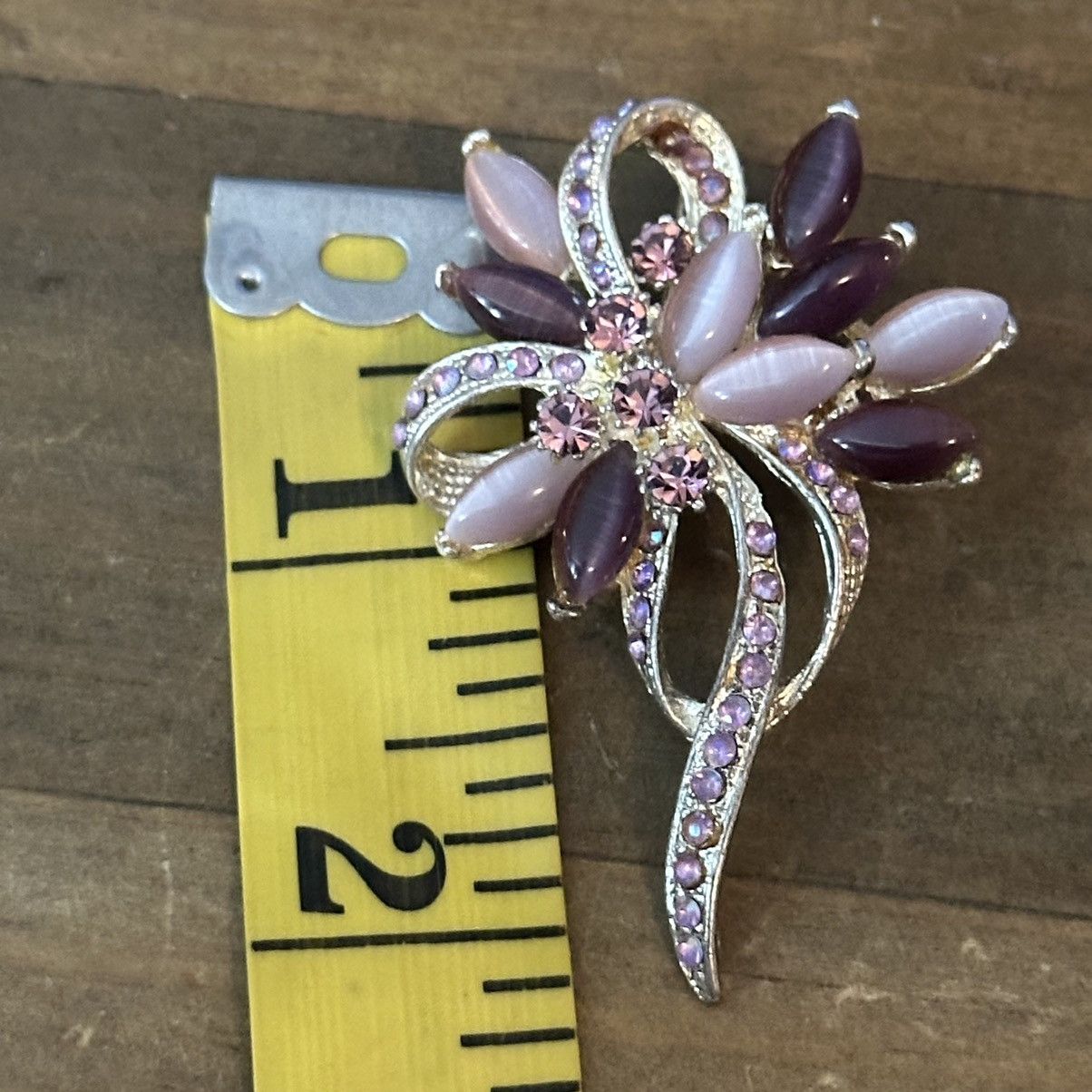 Vintage Vintage purple gemstone floral brooch Size ONE SIZE - 2 Thumbnail