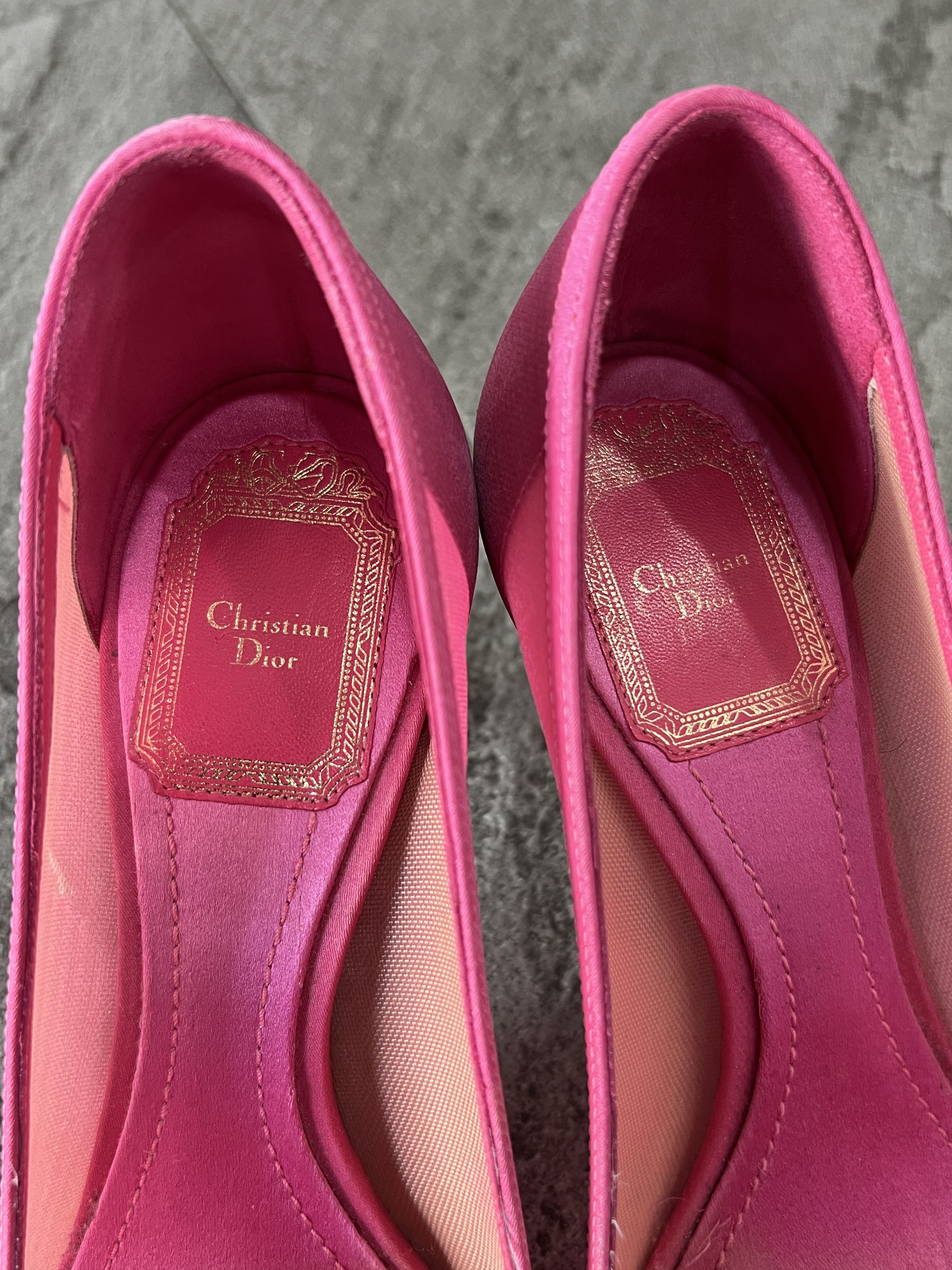 Dior Dior Pink Rose Peep Toe Heels Satin Mesh EU36 Size US 6 / IT 36 - 10 Thumbnail