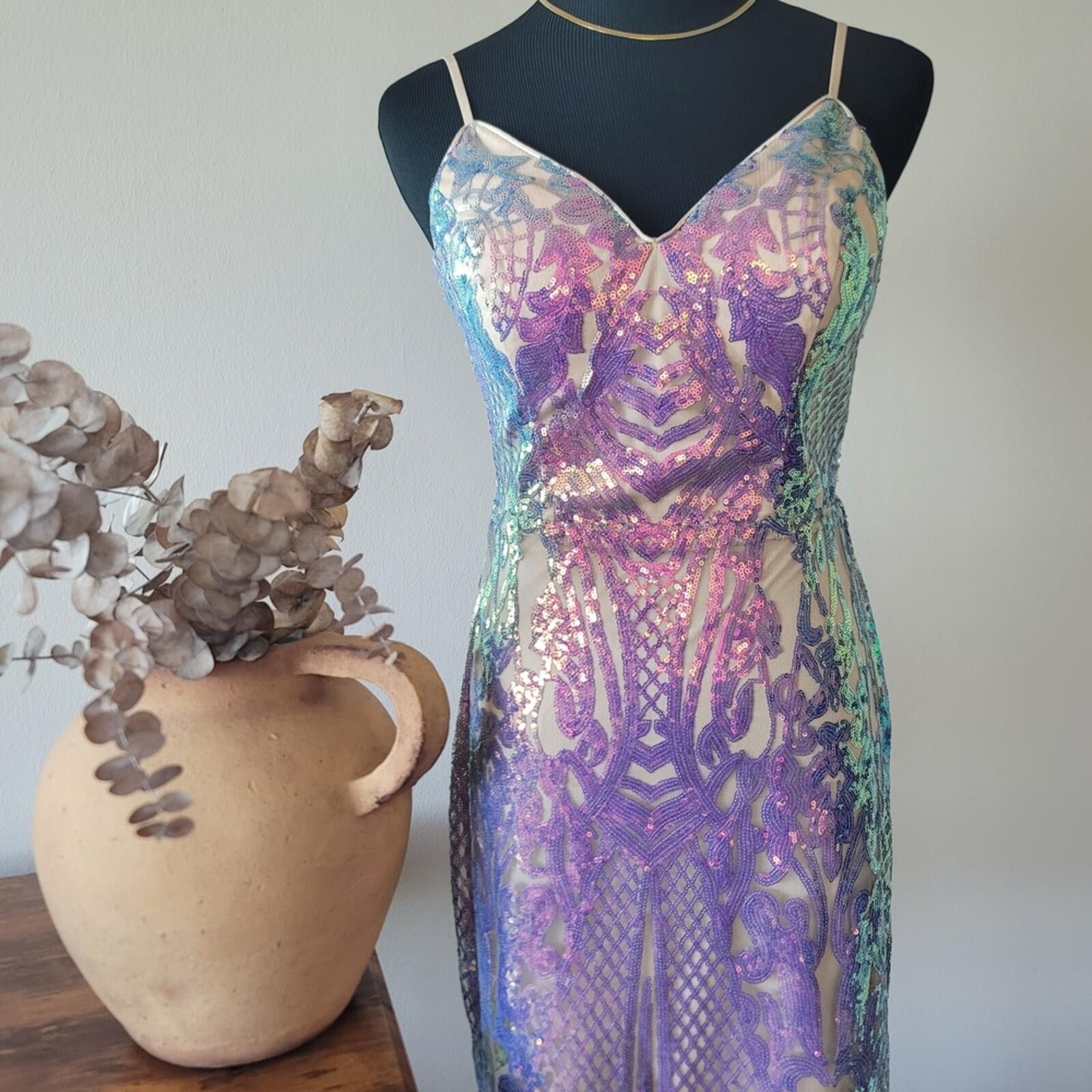 Other City Studio Strapless Iridescent Sequin Dress Sz 5 Size S / US 4 / IT 40 - 1 Thumbnail