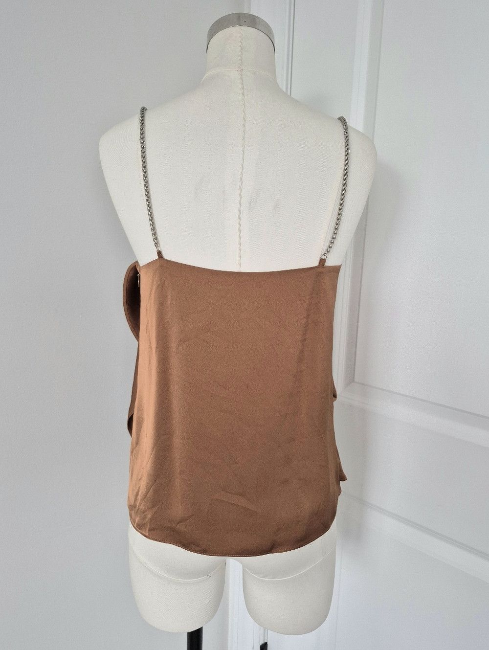 Ramy Brook Chrissy Copper Satin Asymmetrical Chain Strap Tank Party Size S / US 4 / IT 40 - 5 Thumbnail