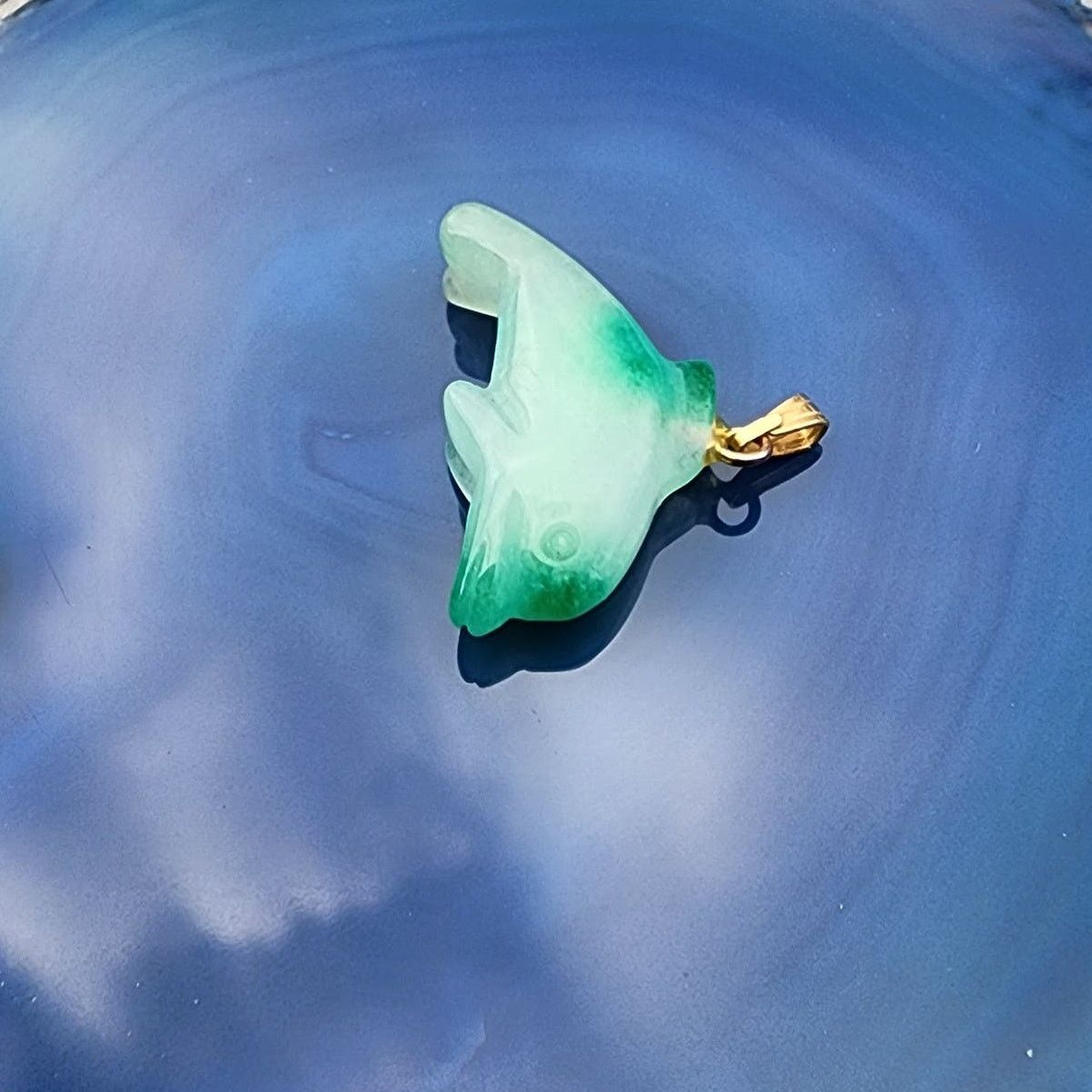 Vintage Vintage Polished Jadeite Etched Dolphin Pendant Charm Size ONE SIZE - 7 Thumbnail