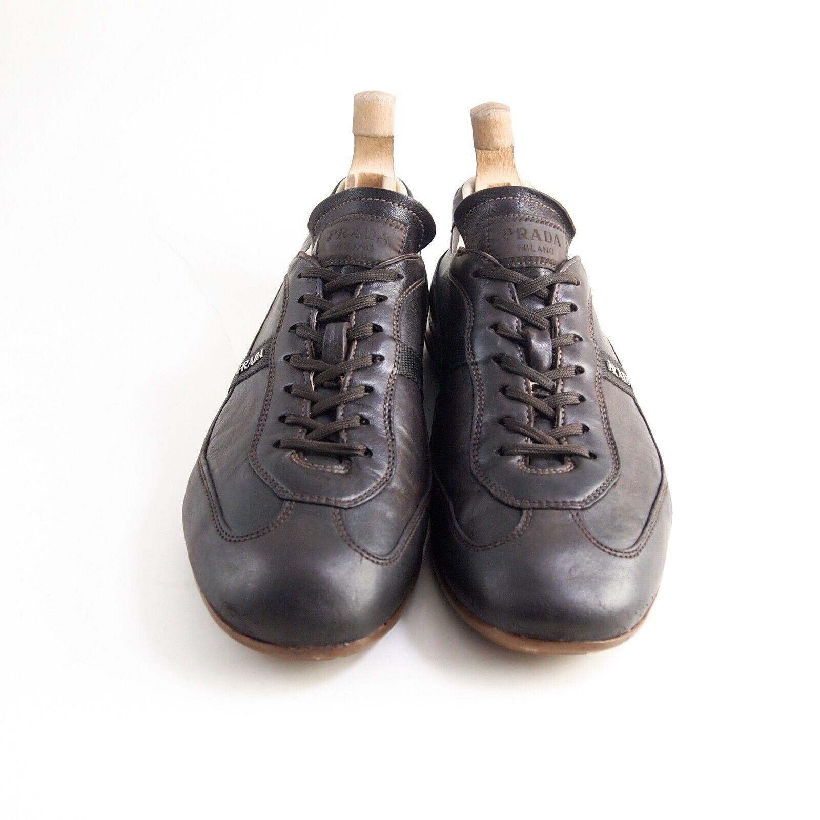 Prada Prada 4E2065 Sneakers Trainers Brown Leather EU 41.5 US 8.5 Size US 8.5 / EU 41-42 - 3 Thumbnail