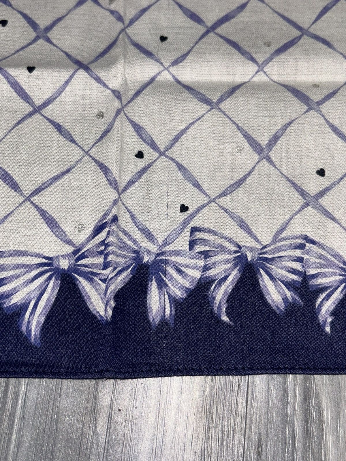Other Vintage Private Label Blue Heart Ribbon Cotton Handkerchief Size ONE SIZE - 10 Thumbnail