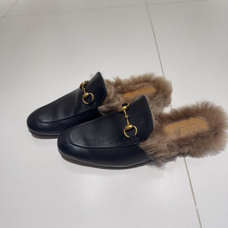 Gucci Gucci Black Lambskin Slip-On Mules 0079 Size US 9 / EU 42 - 1 Thumbnail