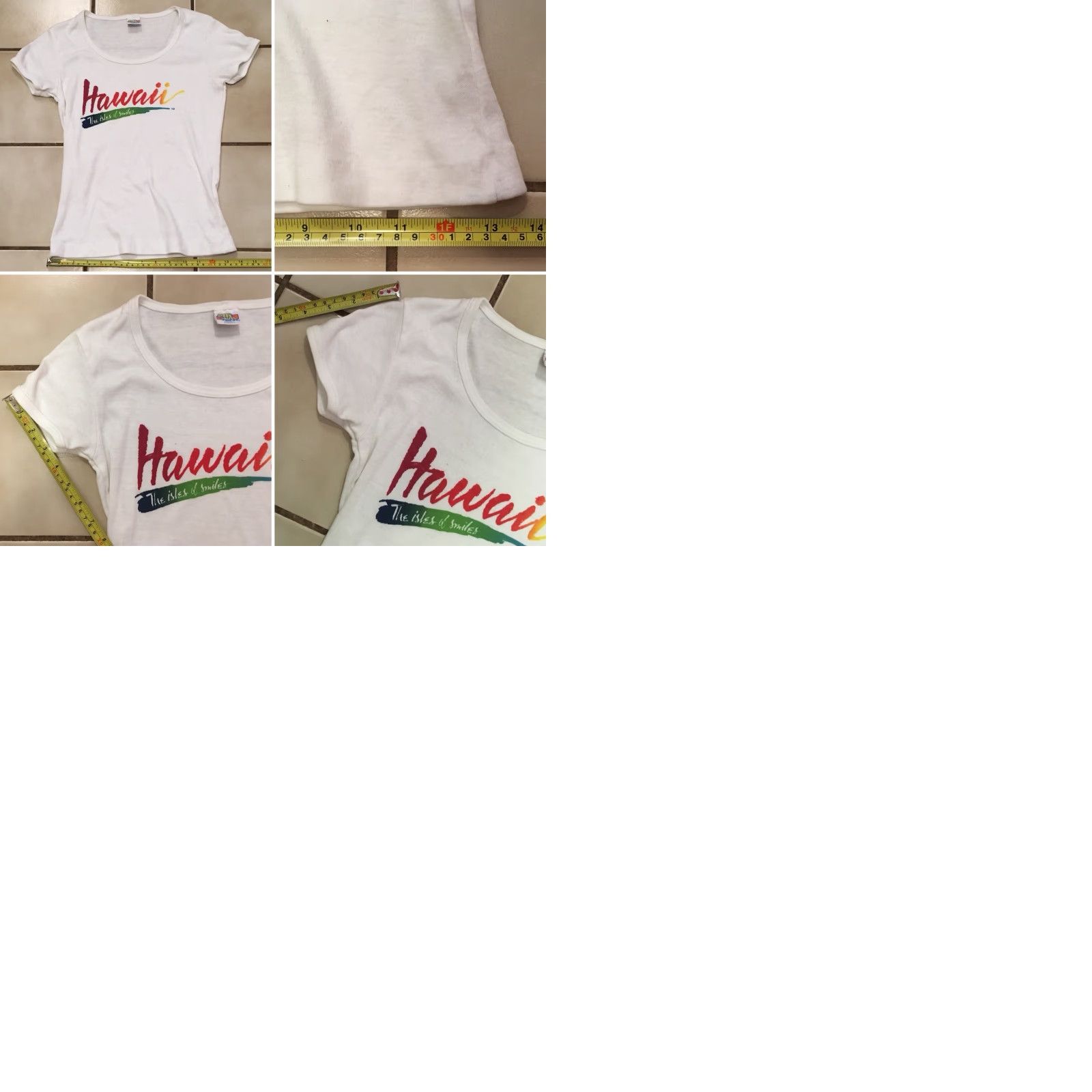 Vintage VINTAGE Crazy Shirts Hawaii The Isles Of Smiles T-Shirt 70s 80s Rainbow Letter S Shirt Womens Small White Cotton Blend Graphic Sportswear/Beach Size S / US 4 / IT 40 - 9 Thumbnail