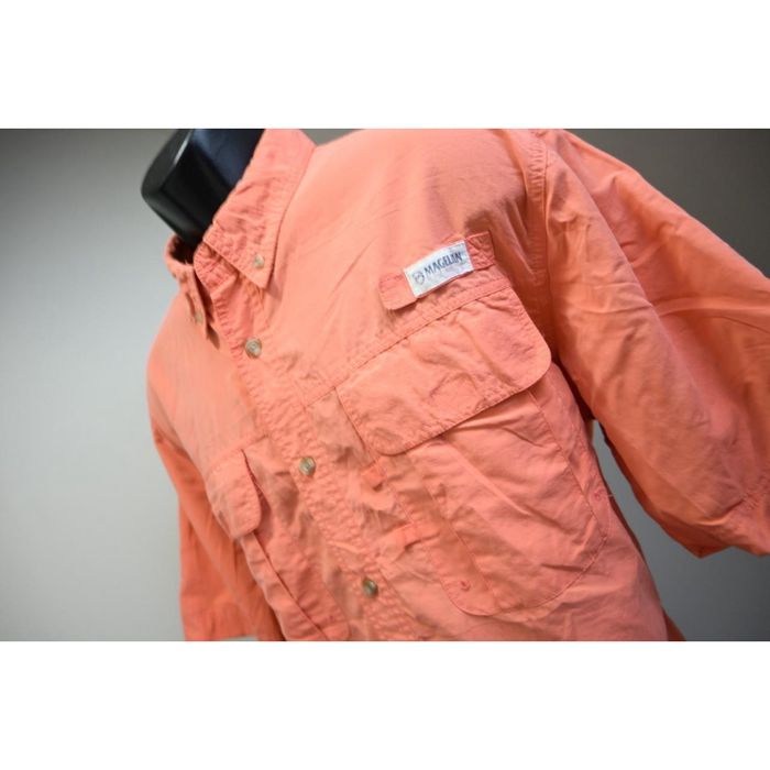 Vintage Magellan Fishing Shirt Fish Gear Wicking Vented Peach Angler Fit  Mens Size Large