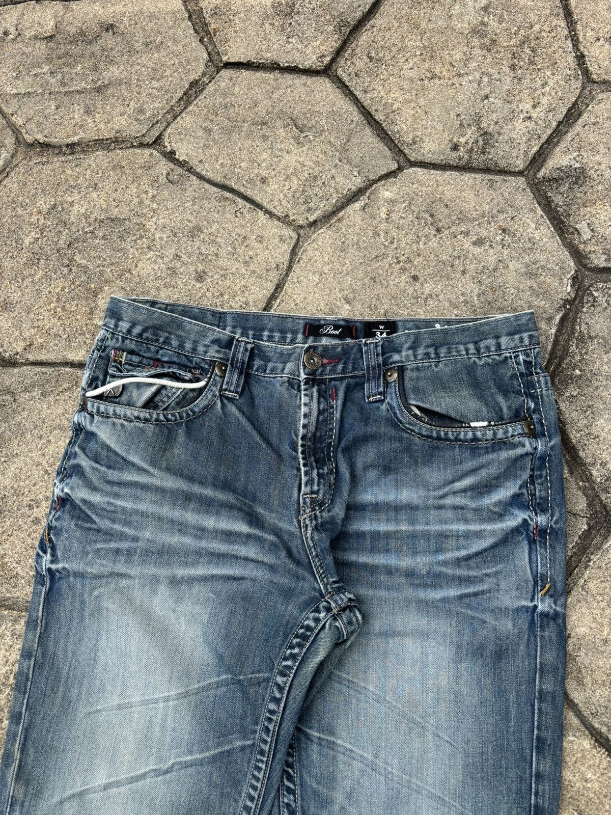 Marc Ecko × Vintage Crazy Y2K Marc Ecko Affliction Style Embroidered Rave Jeans Size US 34 / EU 50 - 4 Thumbnail