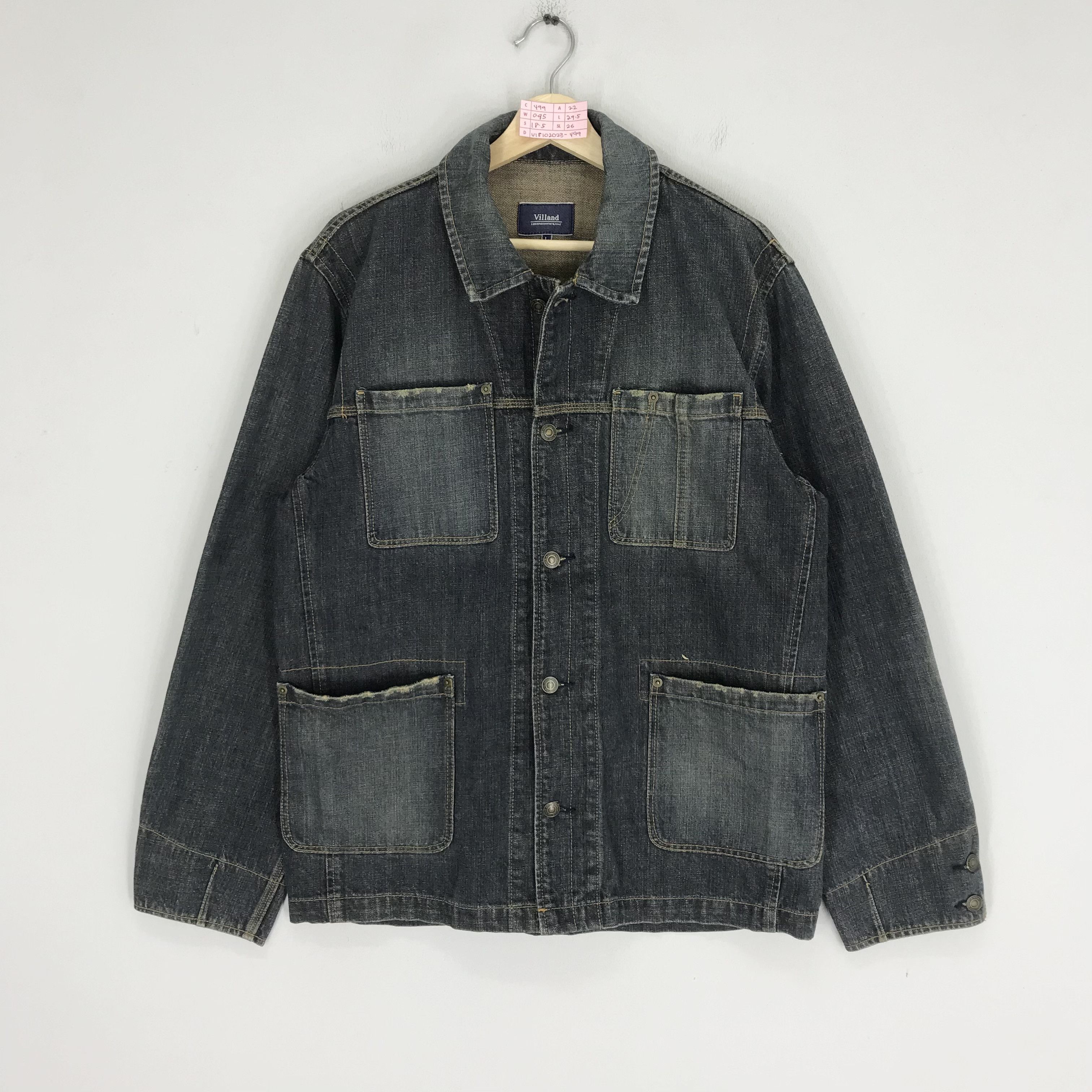 Japanese Brand Vintage Villand Denim Chore Workers Jacket Stone Wash Blue Size US M / EU 48-50 / 2 - 1 Thumbnail
