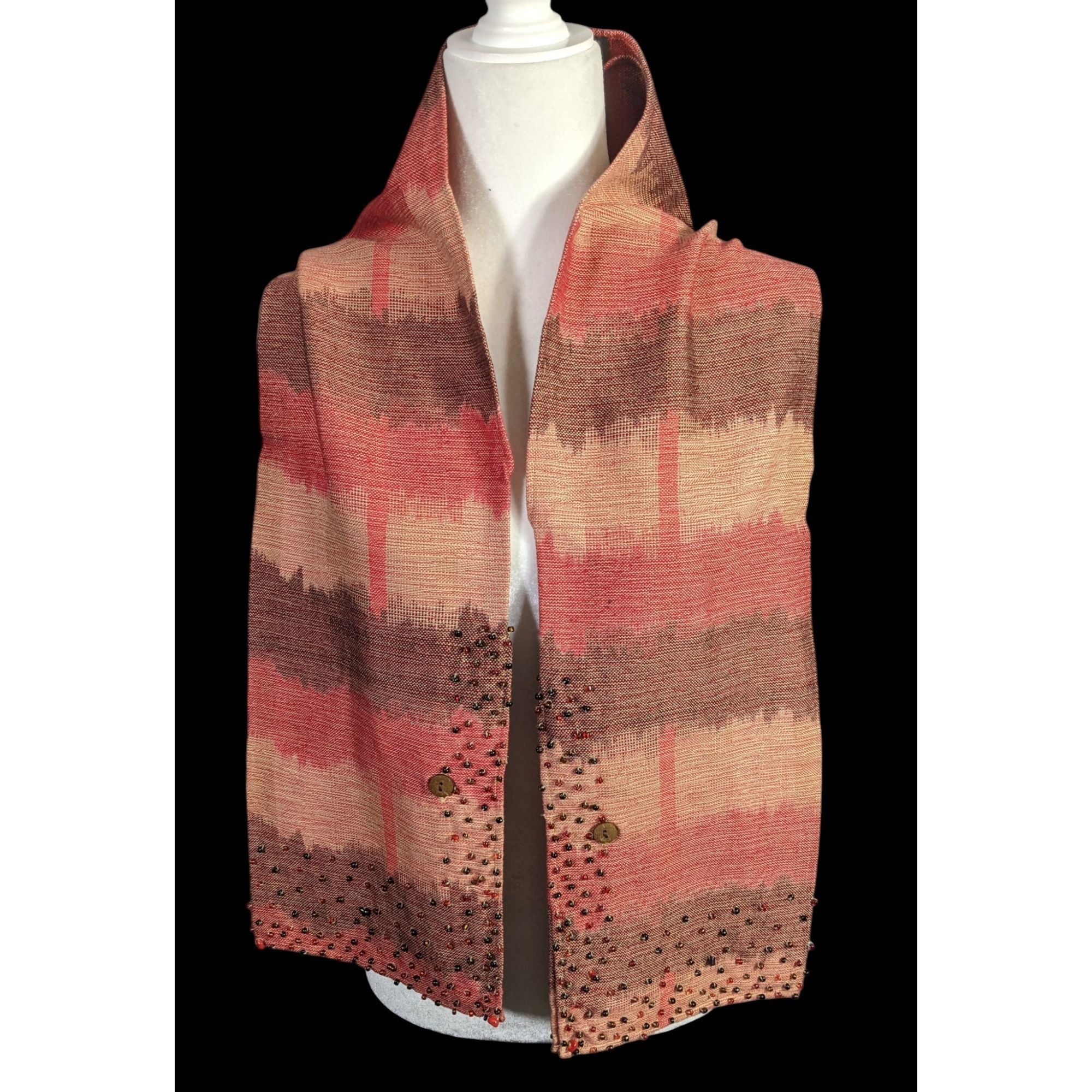 Other Nardas Handmade Ikat Scarf With Glass & Coconut Accents 100% Size ONE SIZE - 4 Thumbnail