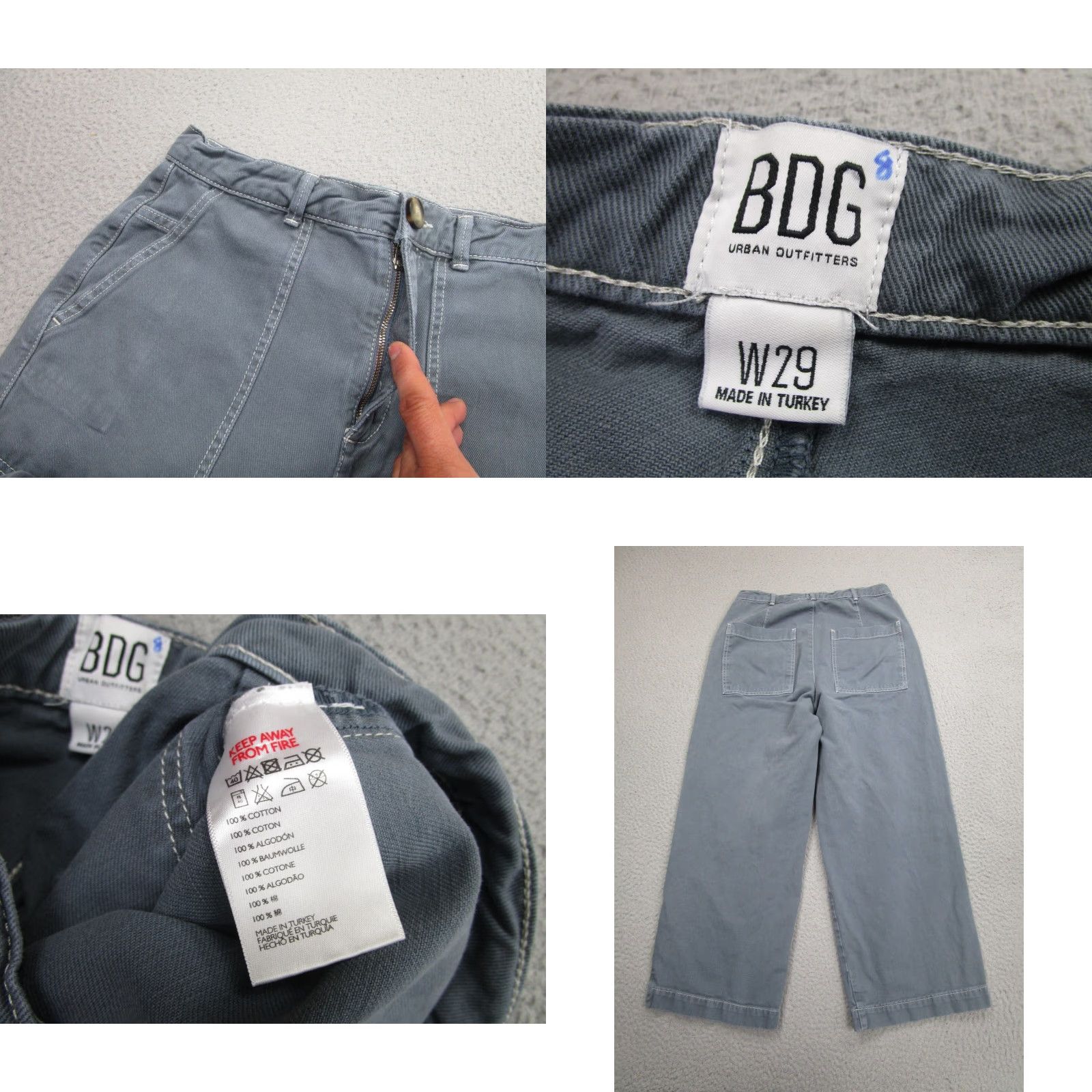 Bdg BDG Jeans Womens 29 Gray Straight Leg 90s Grunge Punk Baggy Denim Trousers Size 29" - 8 Thumbnail