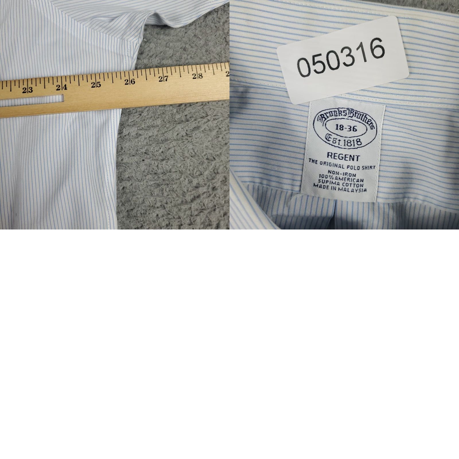 Brooks Brothers Brooks Brothers Dress Shirt Mens 18 Blue Striped Long Sleeve Button Up Size 48R - 8 Thumbnail