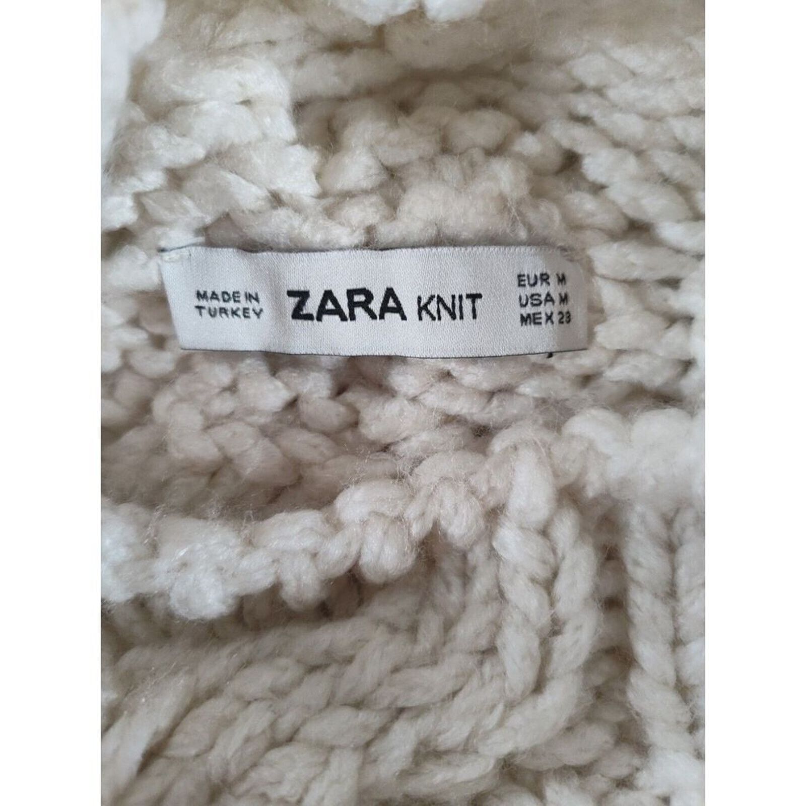 Zara Zara Super Chunky Cable Knit Sweater Ivory Medium mock Neck Size M / US 6-8 / IT 42-44 - 6 Thumbnail