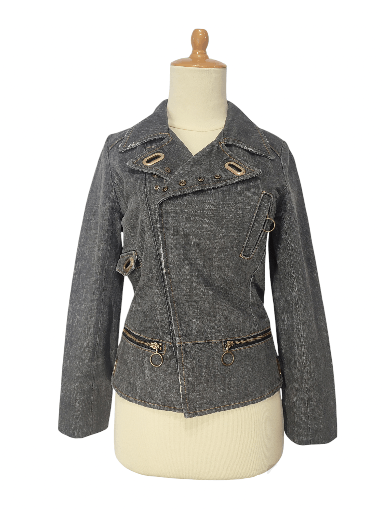 Japanese Brand Seraphim Div- Punk Asymmetric Zip Panel Archive Denim Jacket Size M / US 6-8 / IT 42-44 - 1 Thumbnail
