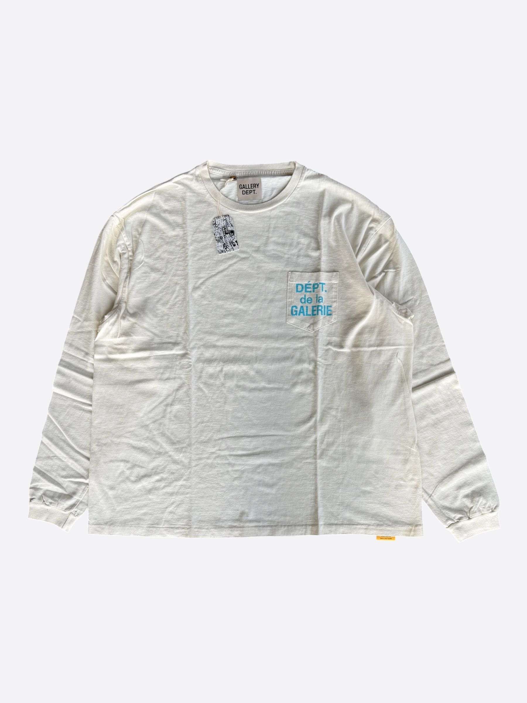 Gallery Dept. Gallery Dept Cream & Blue French Logo Longsleeve T-Shirt Size US XXL / EU 58 / 5 - 1 Thumbnail