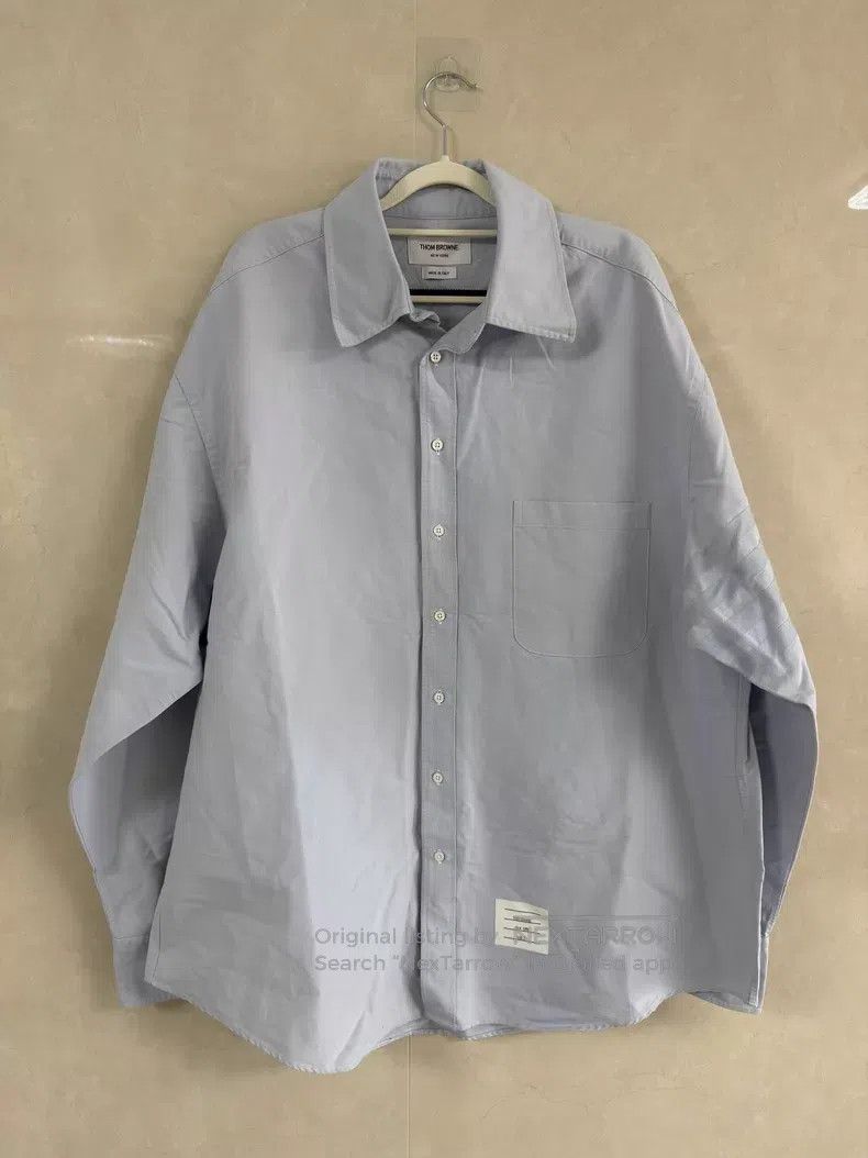 Thom Browne Thom Browne Blue Sleeve Patch Shirt Size US L / EU 52-54 / 3 - 1 Thumbnail