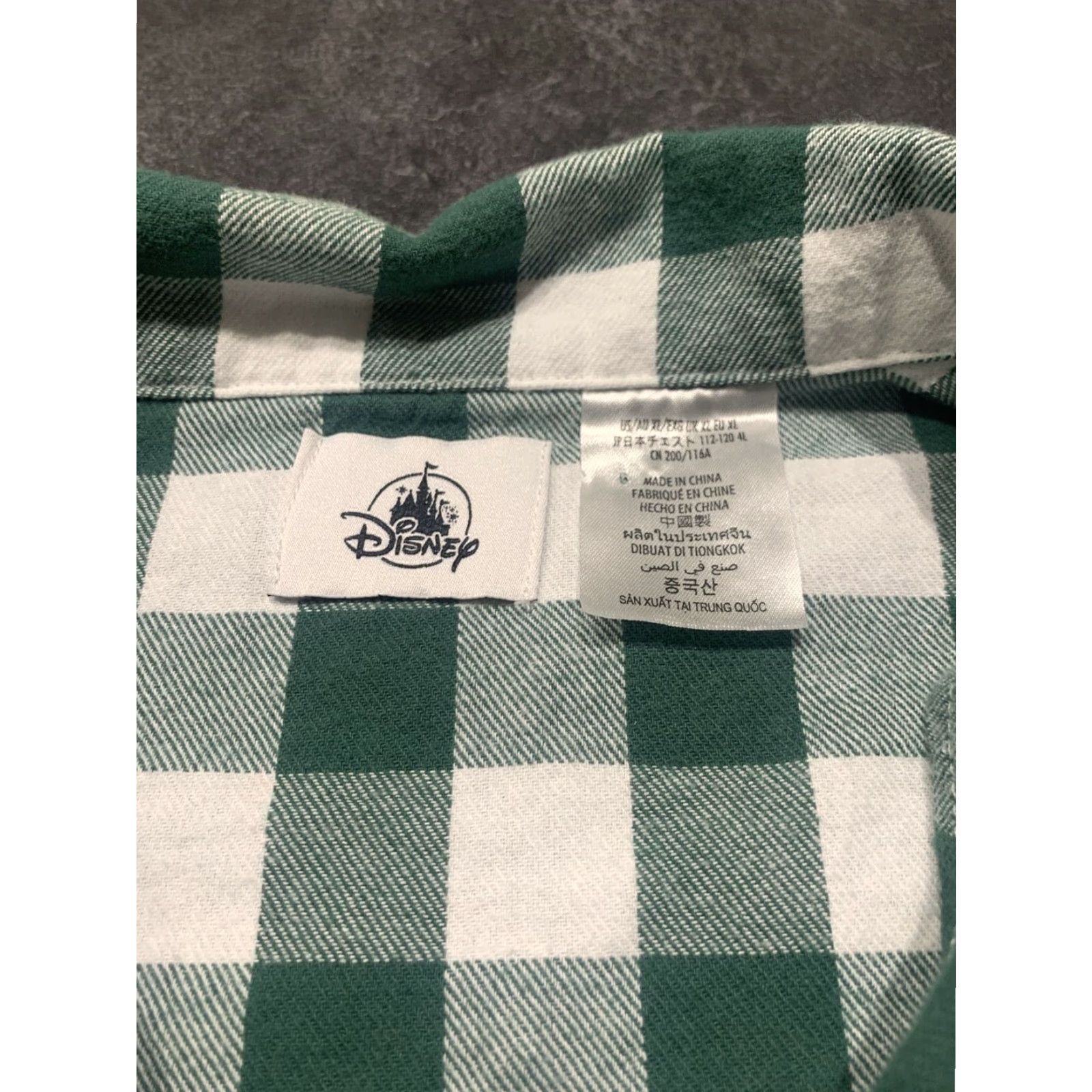 Disney Disney Mens XL Green Plaid Flannel Christmas Pajama Top Mickey Mouse Donald Duck Cartoon Character Size US XL / EU 56 / 4 - 6 Thumbnail