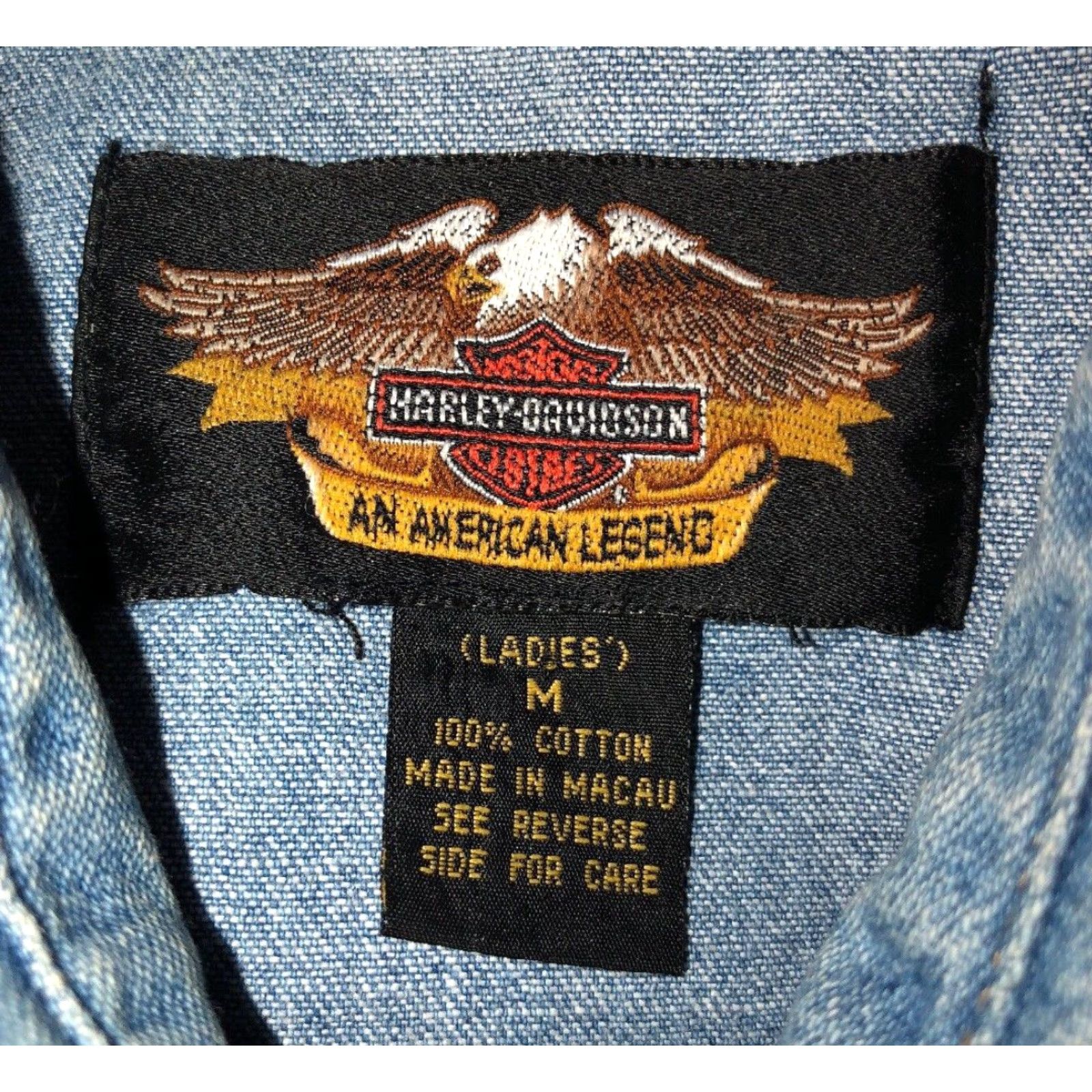 Harley Davidson VINTAGE Harley Davidson Women's Casual Shirt Cotton Blue Size M Snap Button Front Size M / US 6-8 / IT 42-44 - 6 Thumbnail