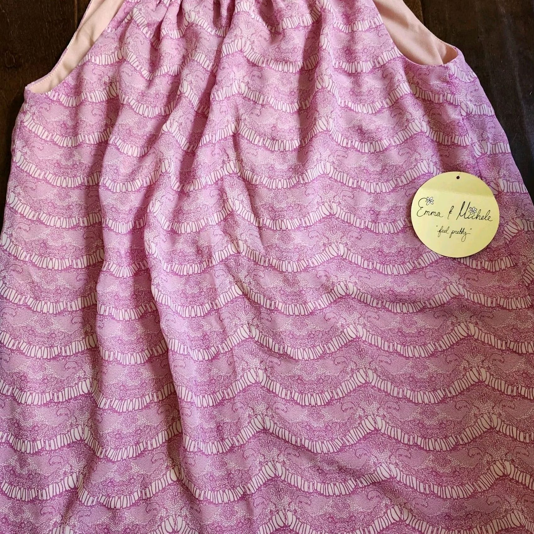 Vintage Emma & Michele Dress Women's Lilac Geometric Ruffle Neck Shift Preppy Sz 12 NWT Size XL / US 12-14 / IT 48-50 - 5 Thumbnail