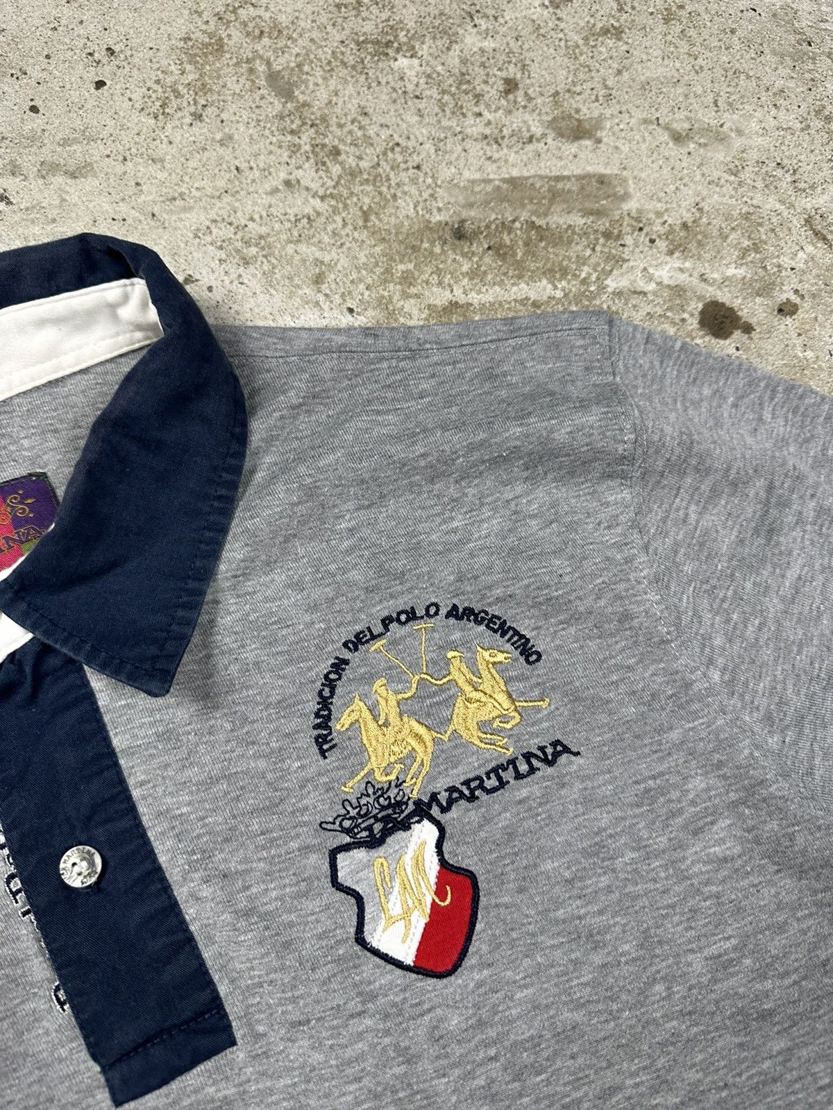 La Martina Vintage y2k La Martina Indian Cavalry Argentina Grey Polo Size US XL / EU 56 / 4 - 4 Thumbnail