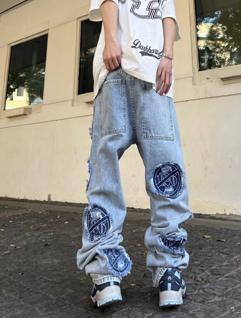 Japanese Brand × Jean Vintage Washed Jeans Destroyed Patch Embroidery Street Style Size US 32 / EU 48 - 5 Thumbnail