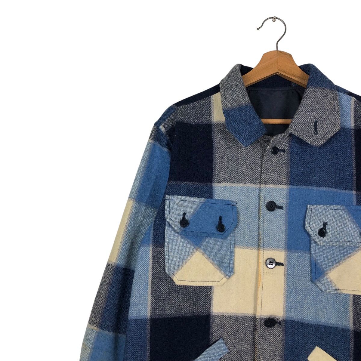 Flannel 📌Vintage Wool Button Jacket R. Brown Tartan Design Check Size US M / EU 48-50 / 2 - 8 Thumbnail