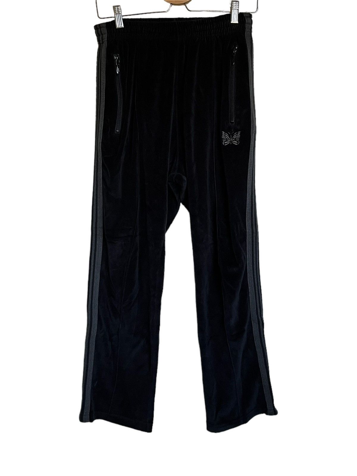image of Beams Plus x Needles Beams Black Velour Track Pants, Men's (Size 30)