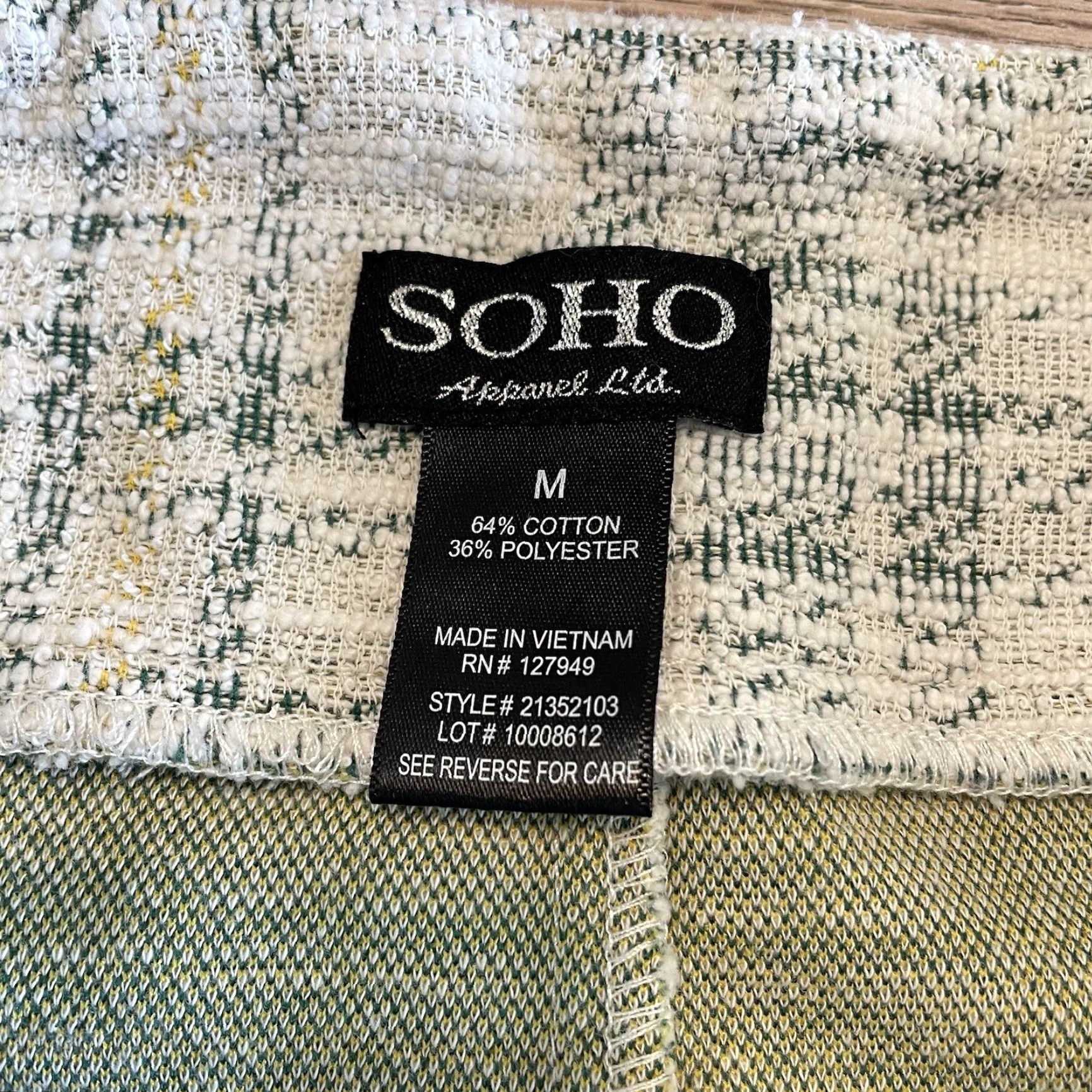 Vintage SOHO Skirt Womens Size M White/Green Pencil Midi Stretch Elastic Waist Regular Vintage No Size 32" / US 10 / IT 46 - 3 Thumbnail